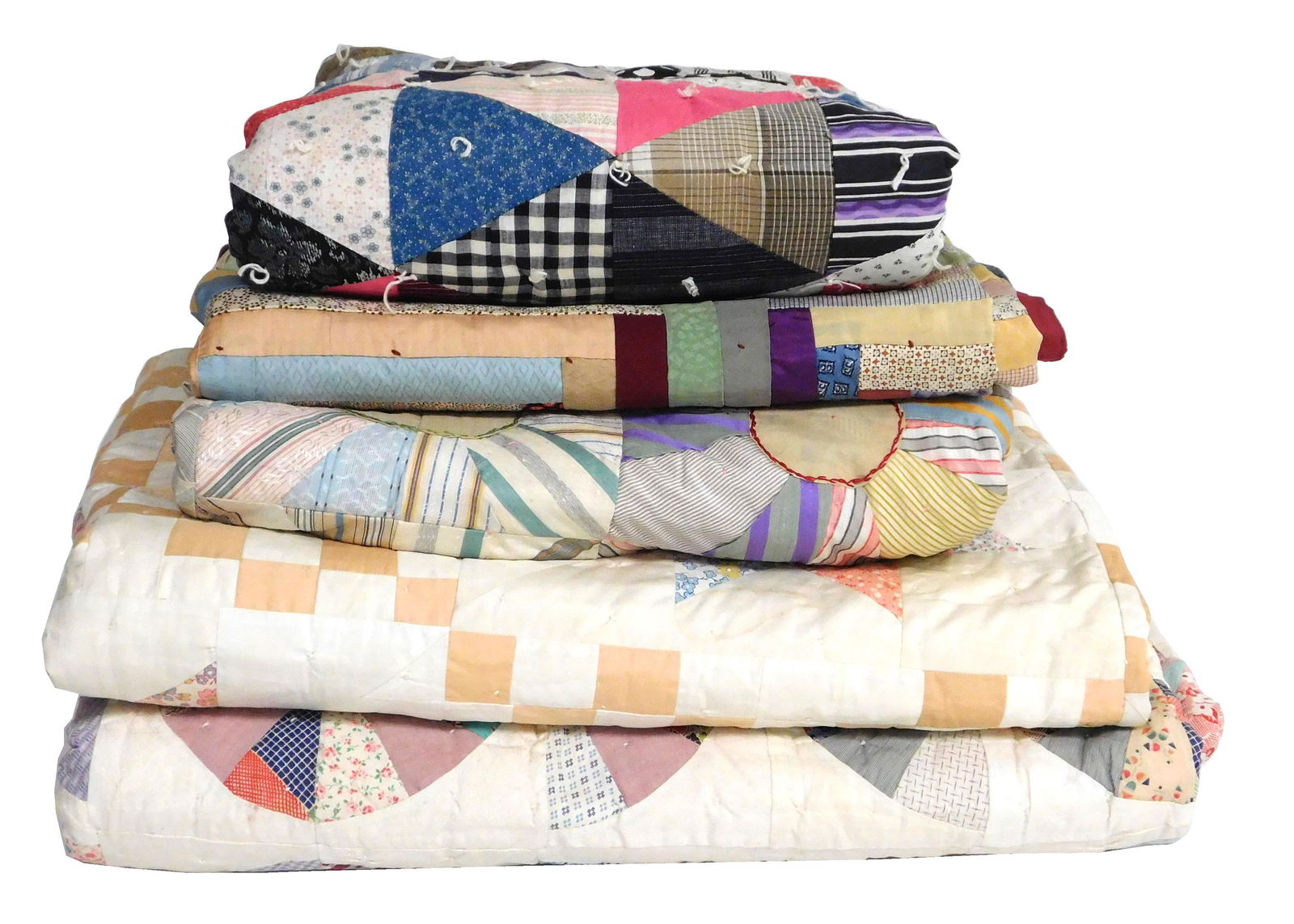Five assorted handmade quilts, various patterns and (1 of 12)