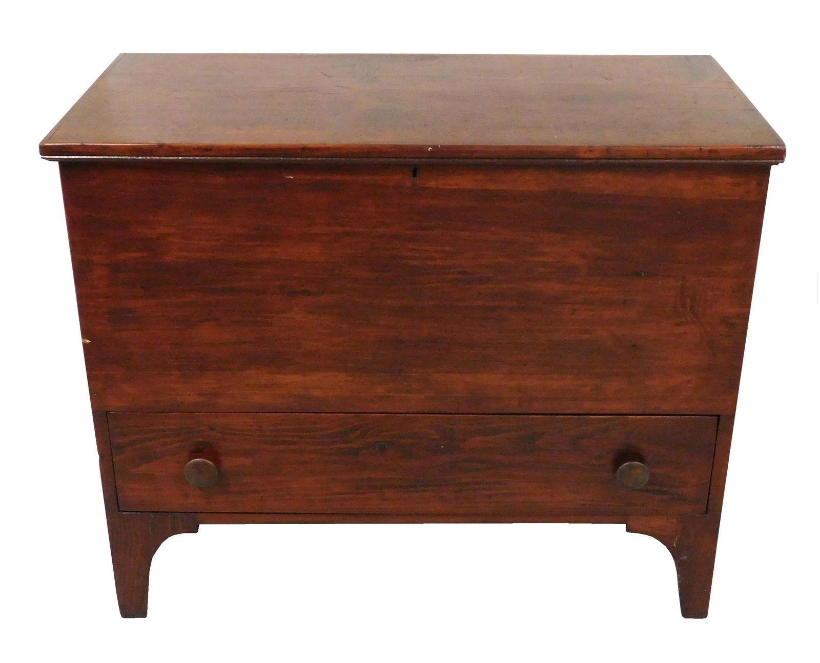 Pine blanket chest, single drawer, dark stained finish, (1 of 2)