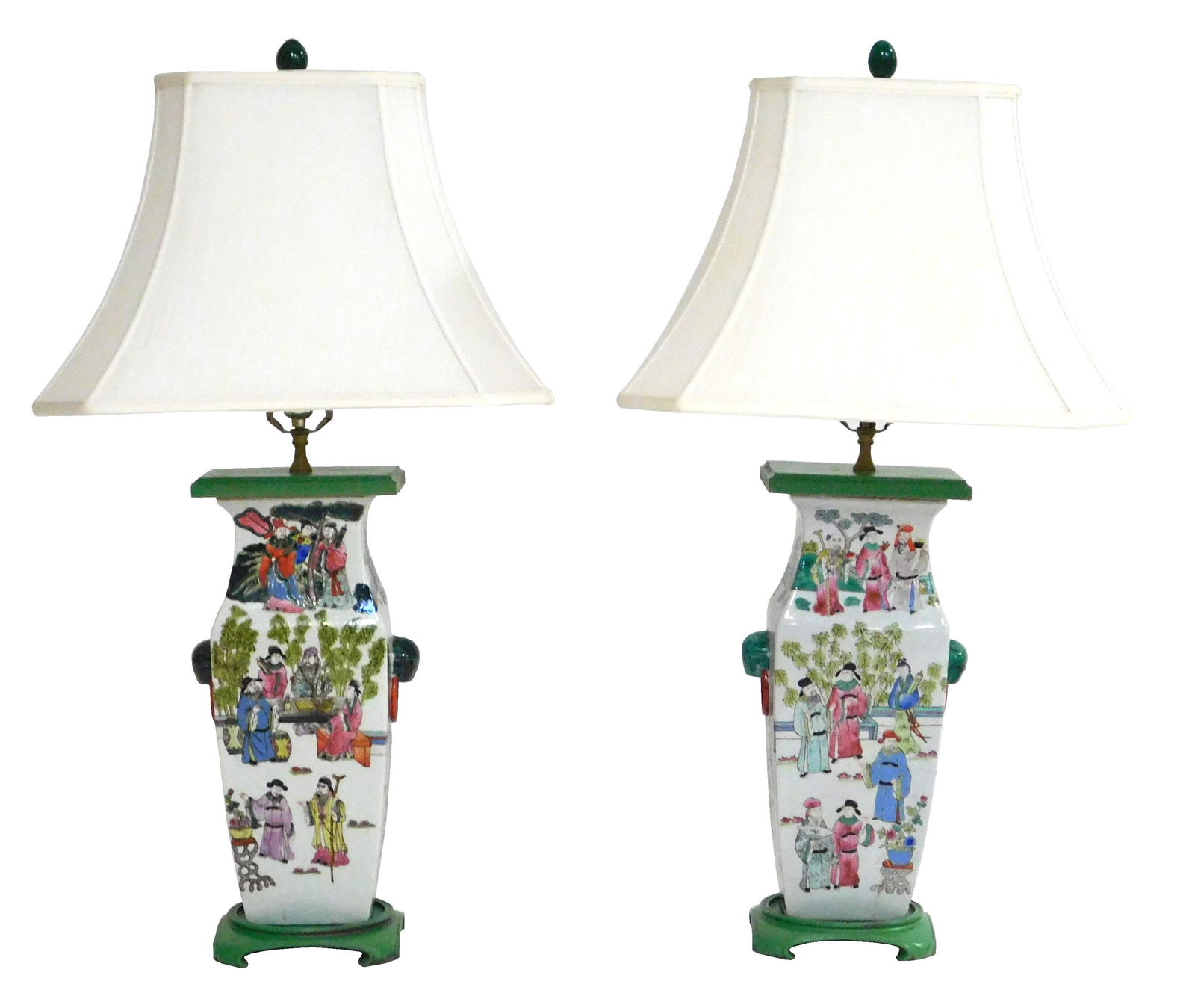 ASIAN: Pair of famille rose vases mounted as lamps, (1 of 4)