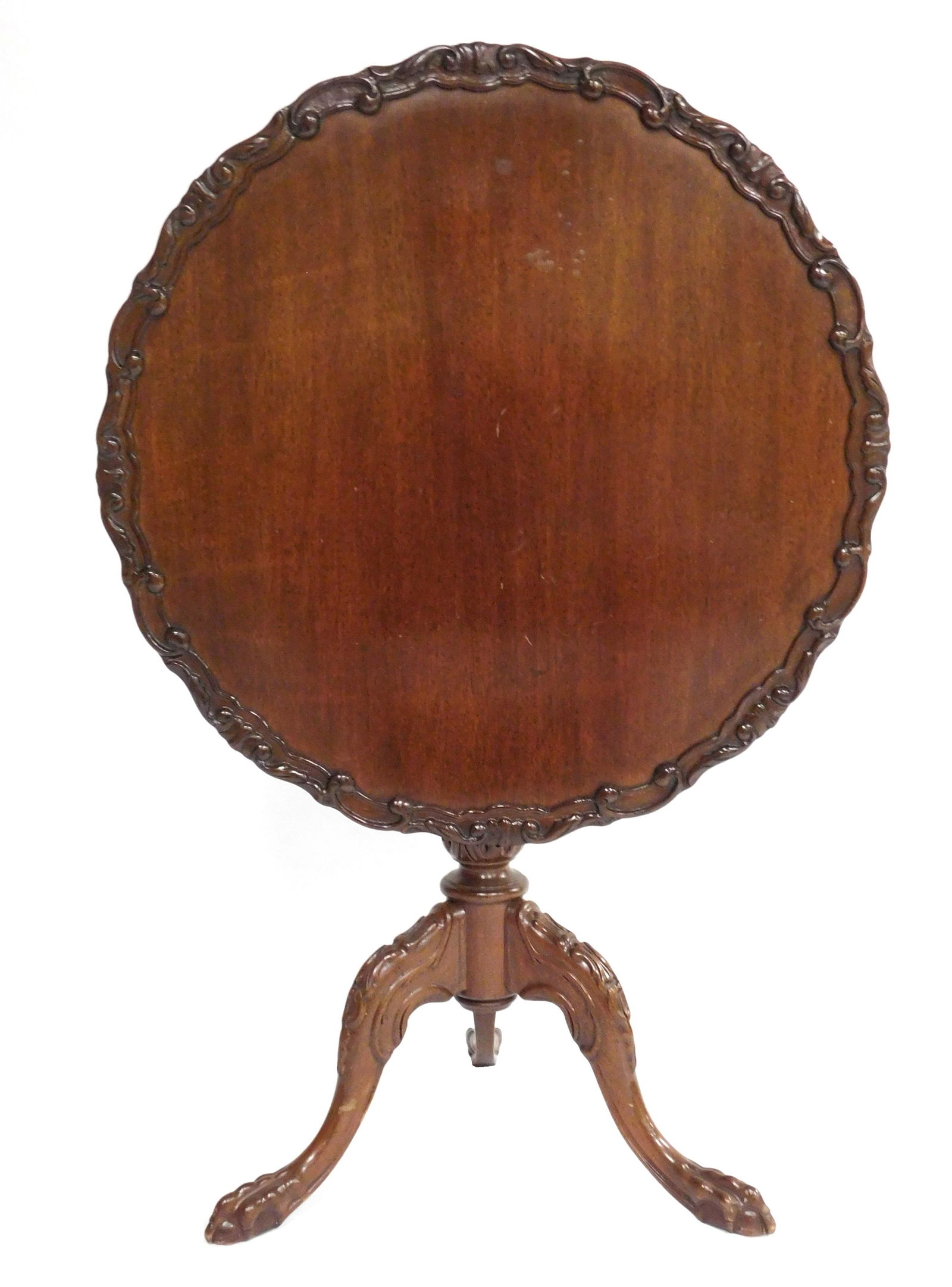 Reproduction tilt top wooden tea table with pie crust (1 of 3)