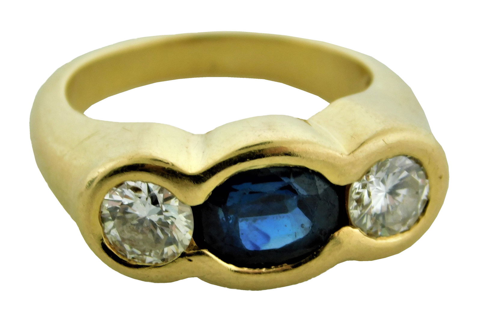 14K Sapphire and Diamond Ring, Mounting: Stamped and (1 of 3)