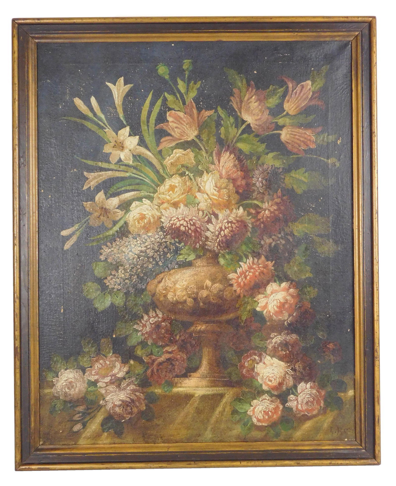 20th C. floral still life, oil on canvas, depicts (1 of 3)