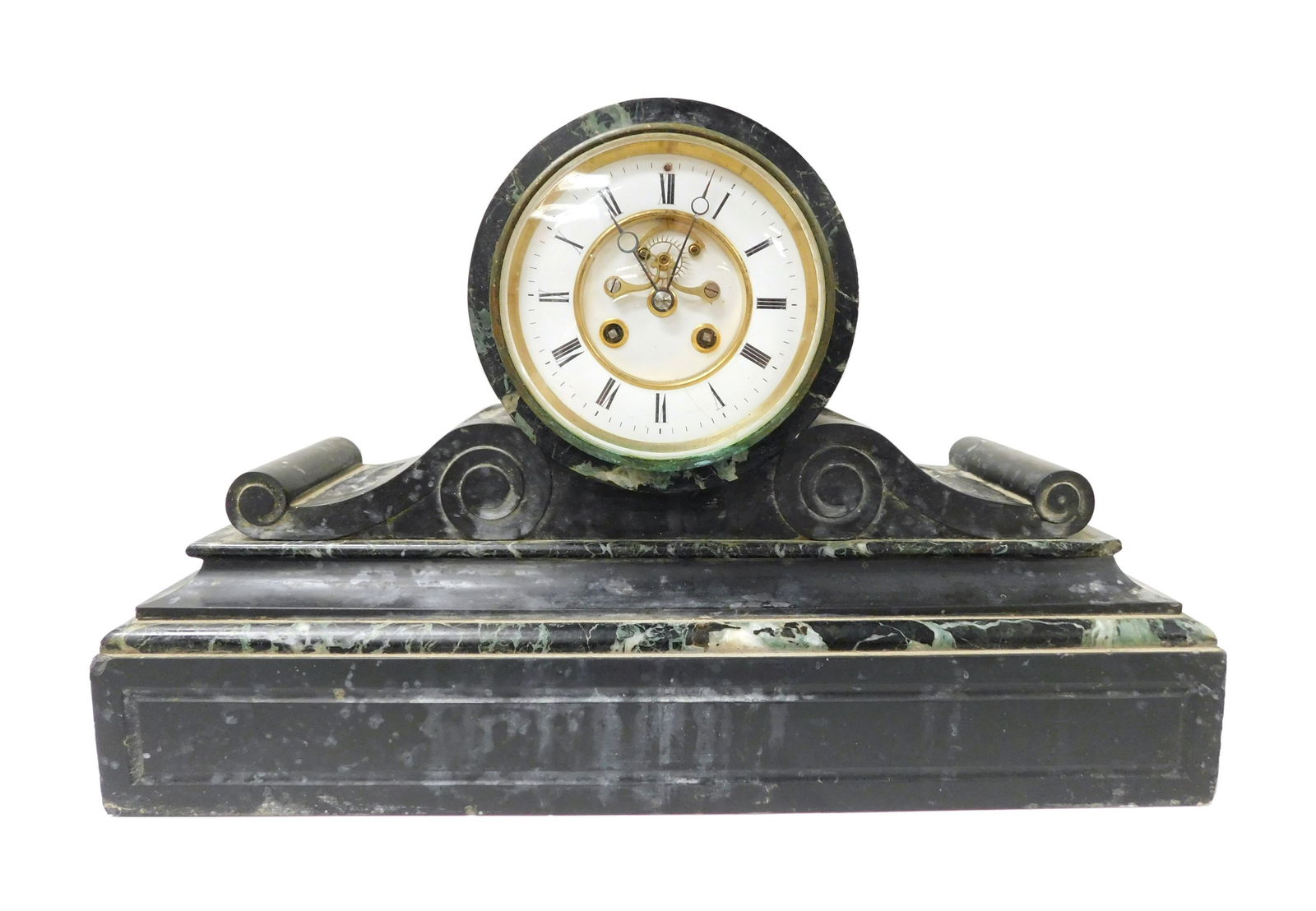 Marble mantel clock, late 19th / early 20th C., unknown (1 of 3)