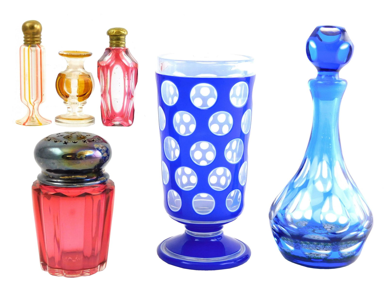 GLASS: Assortment of colored glassware, six pieces (1 of 5)