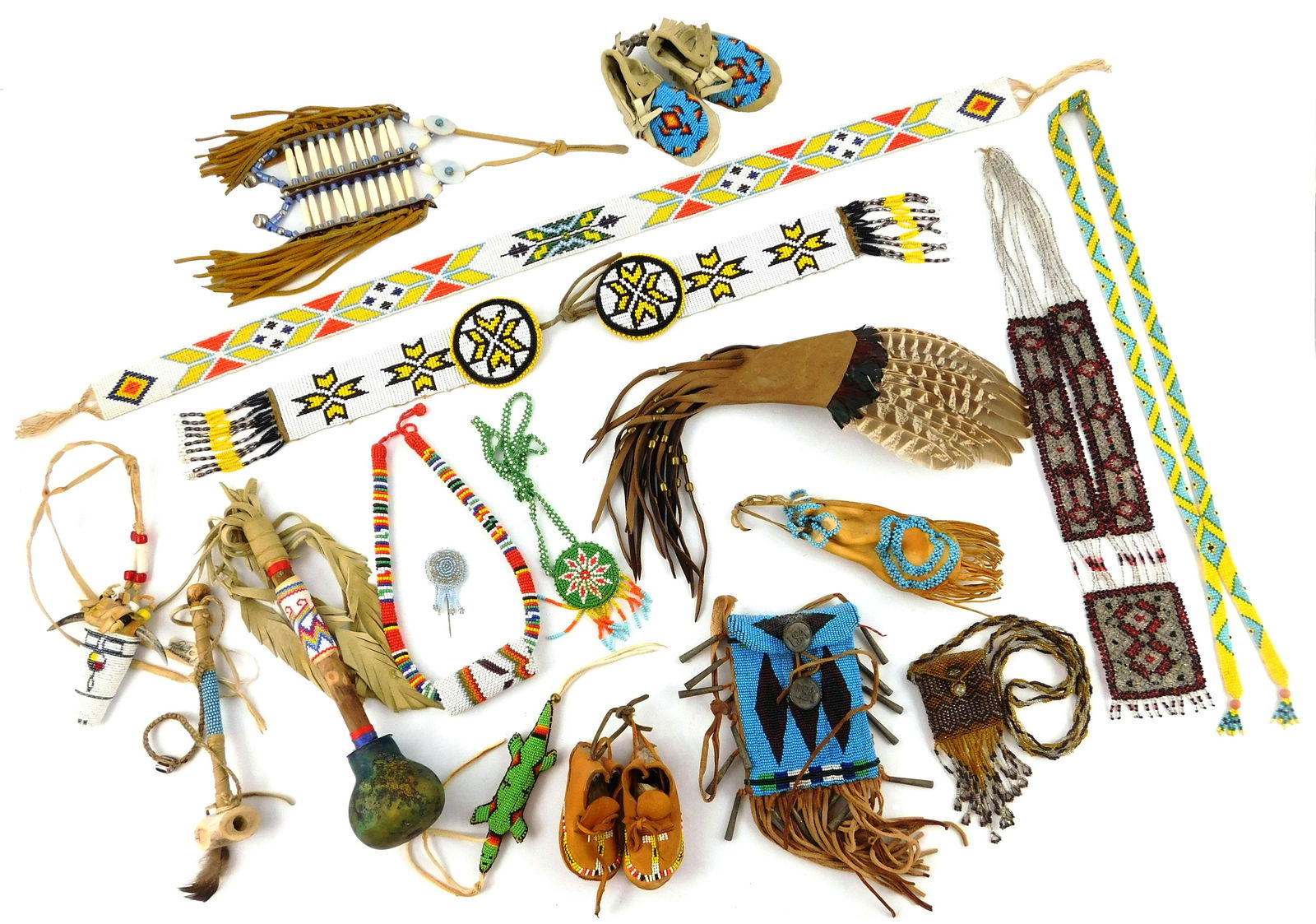Seventeen seed bead decorated Native American items, (1 of 1)