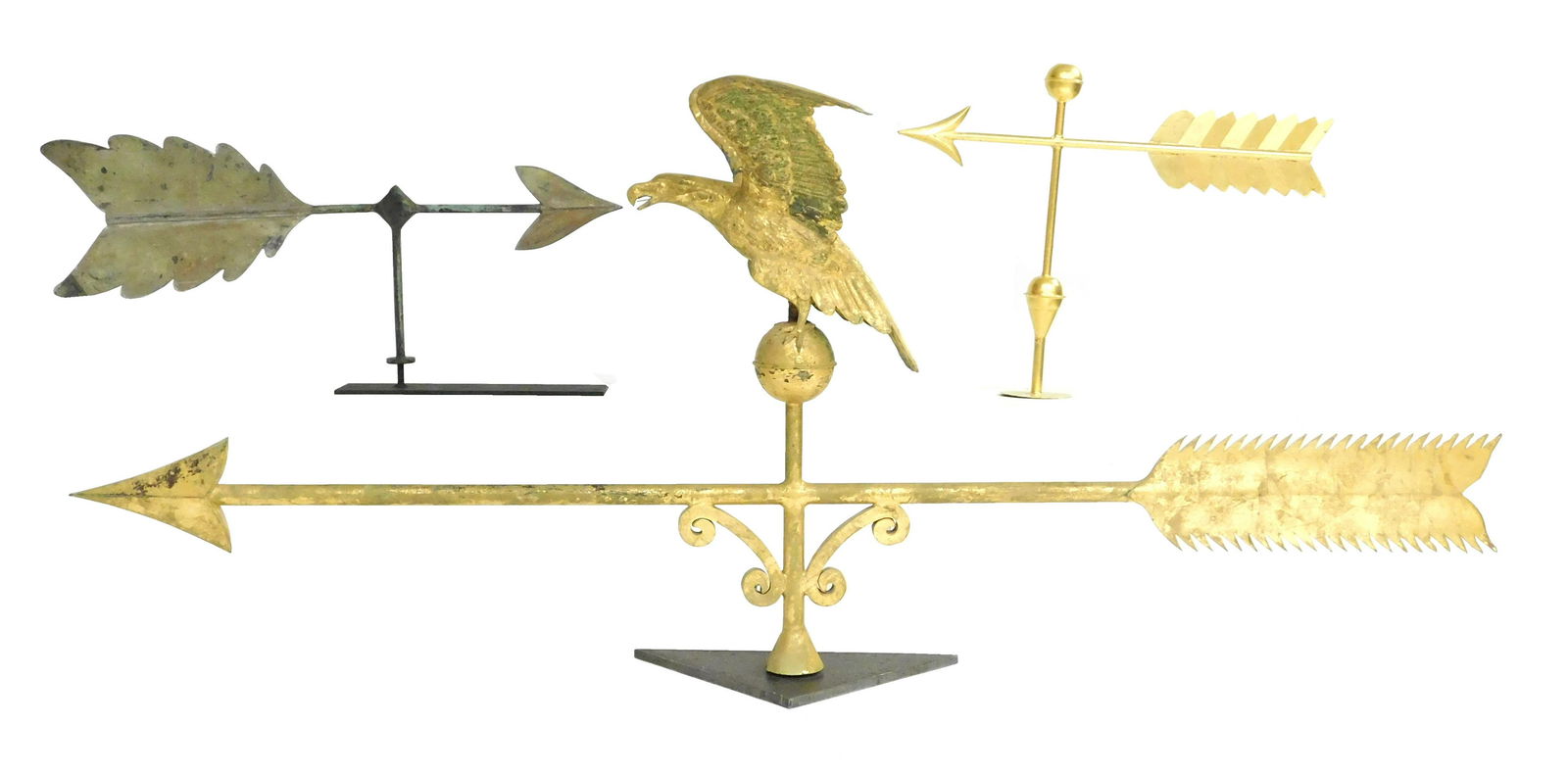 Three weathervanes, one monumental size gilt (1 of 3)