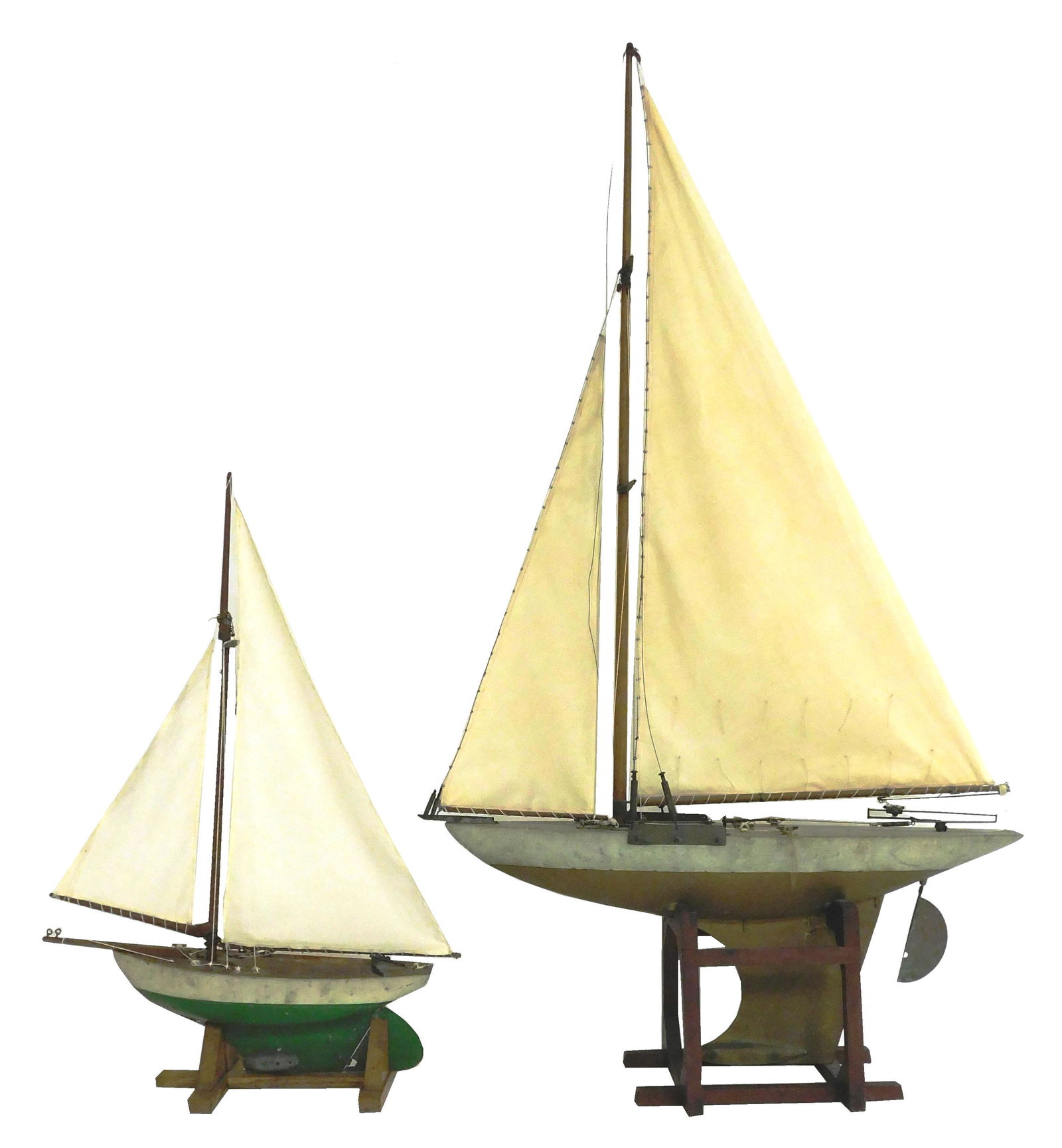 Two wooden pond sailers with metal keels, on removable (1 of 4)