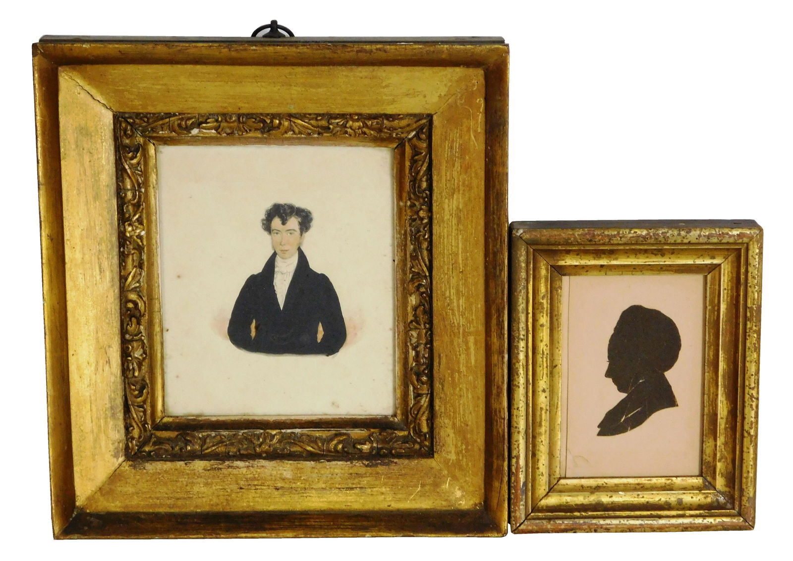 Two 19th C. miniature portraits, one watercolor of (1 of 3)