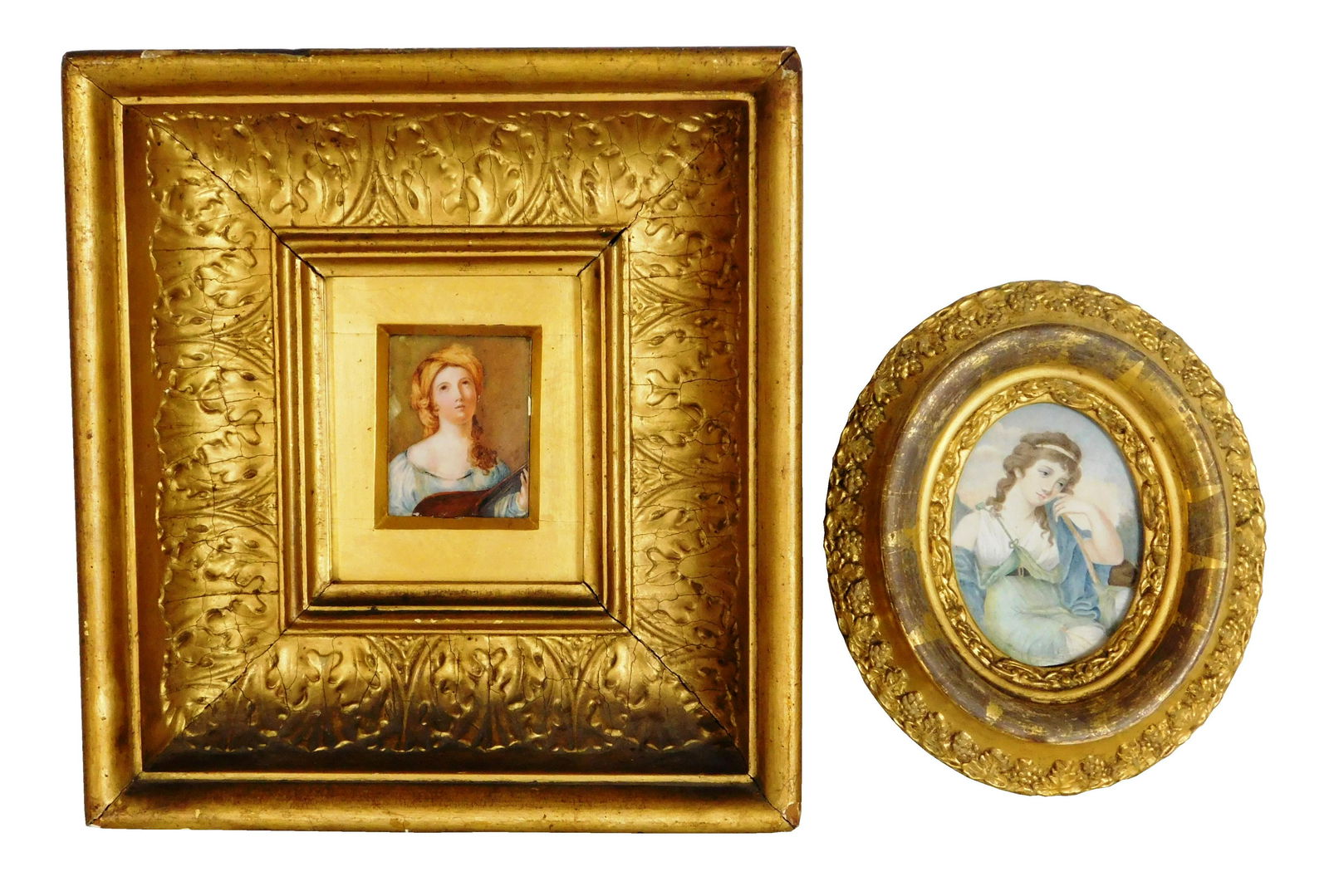 Two framed miniature paintings attributed with 19th C. (1 of 3)