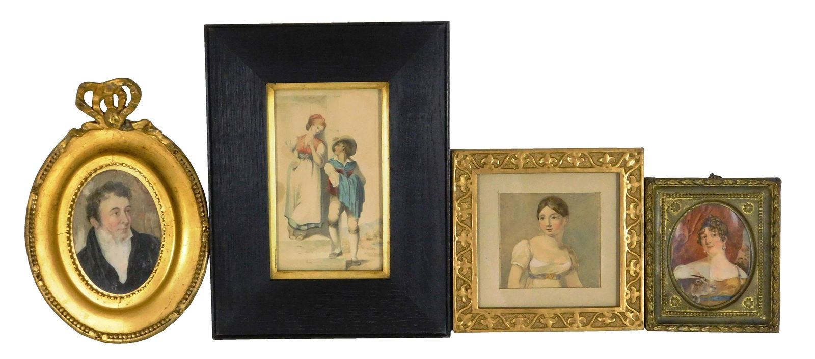 Four framed miniature portraits, 19th C. attributions (1 of 5)