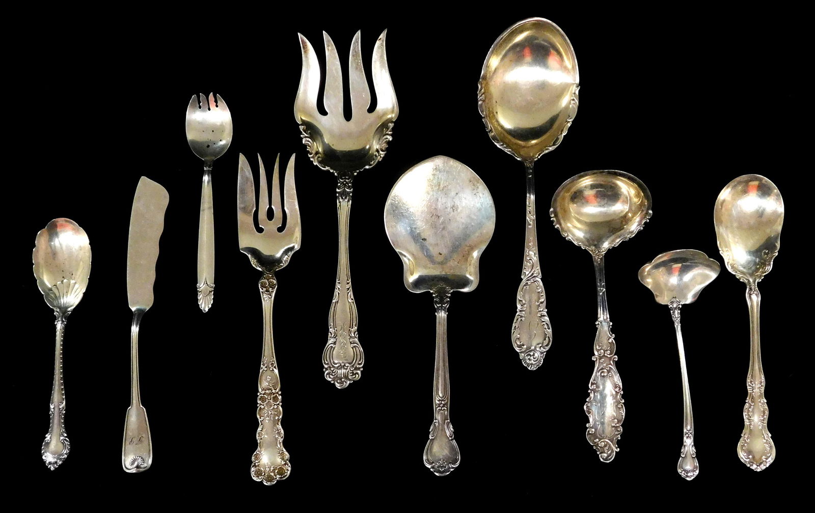 STERLING: Ten serving pieces by various makers, all (1 of 4)