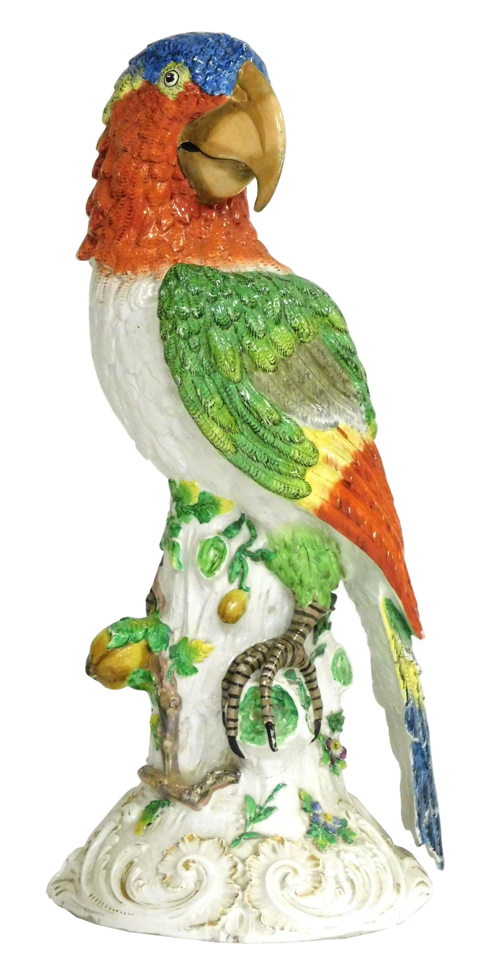 Achille Bloch, mounumental porcelain parrot figure, (1 of 4)