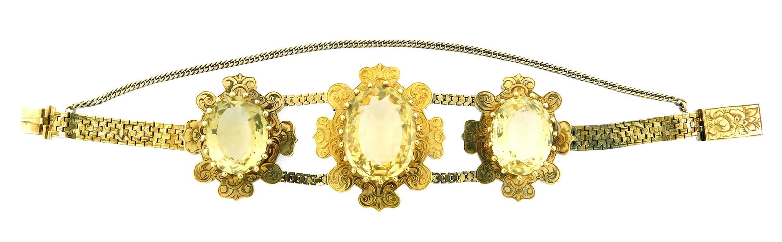 JEWELRY: Victorian citrine bracelet, consisting of (1 of 4)