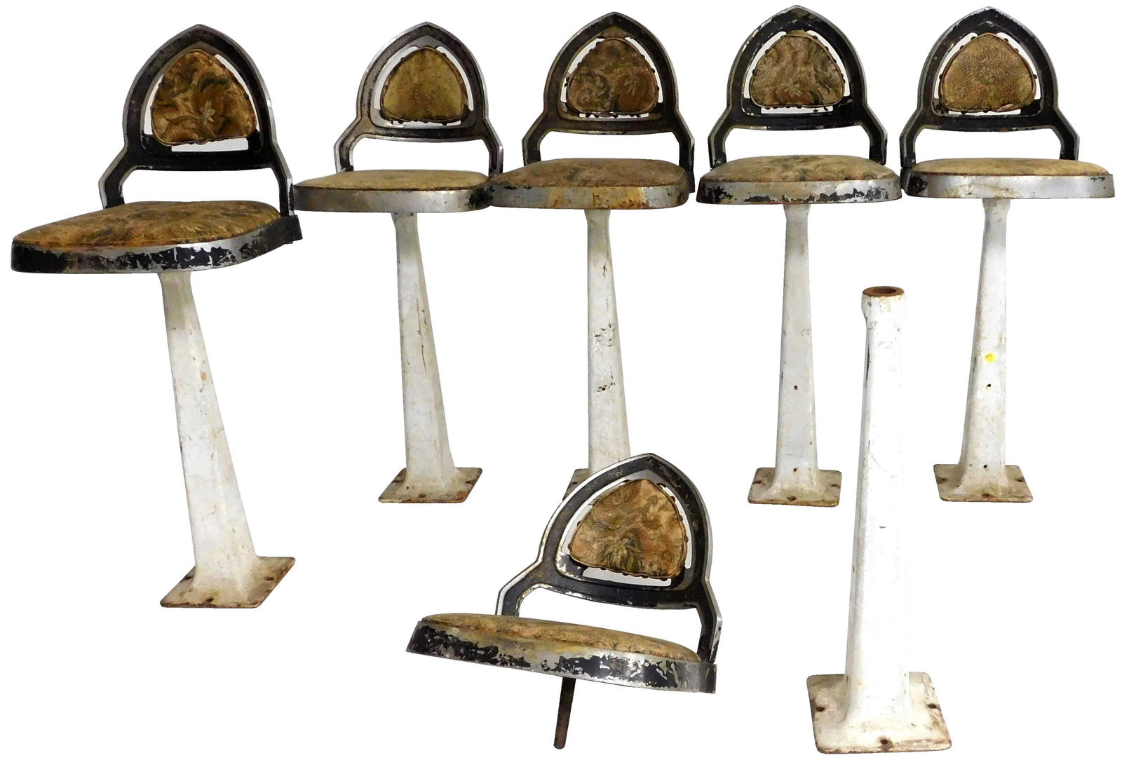Six Art Deco-style "Soda Fountain" stools, pointed arch (1 of 8)