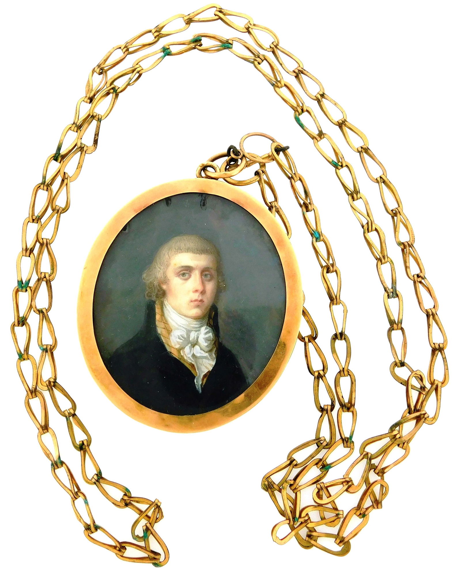 JEWELRY: 14K Antique Miniature Portrait Pendant with (1 of 3)