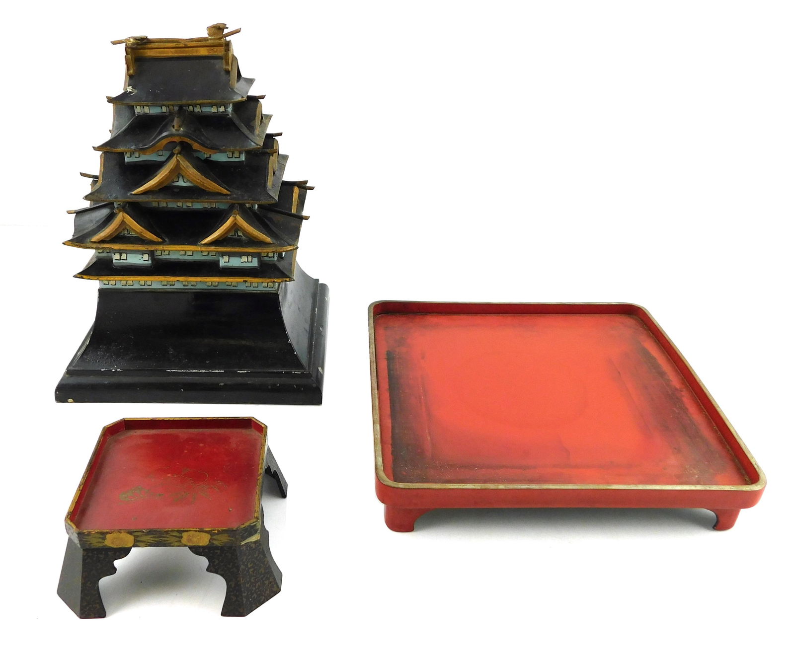 Painted tin stacking canister modeled as a Japanese (1 of 2)