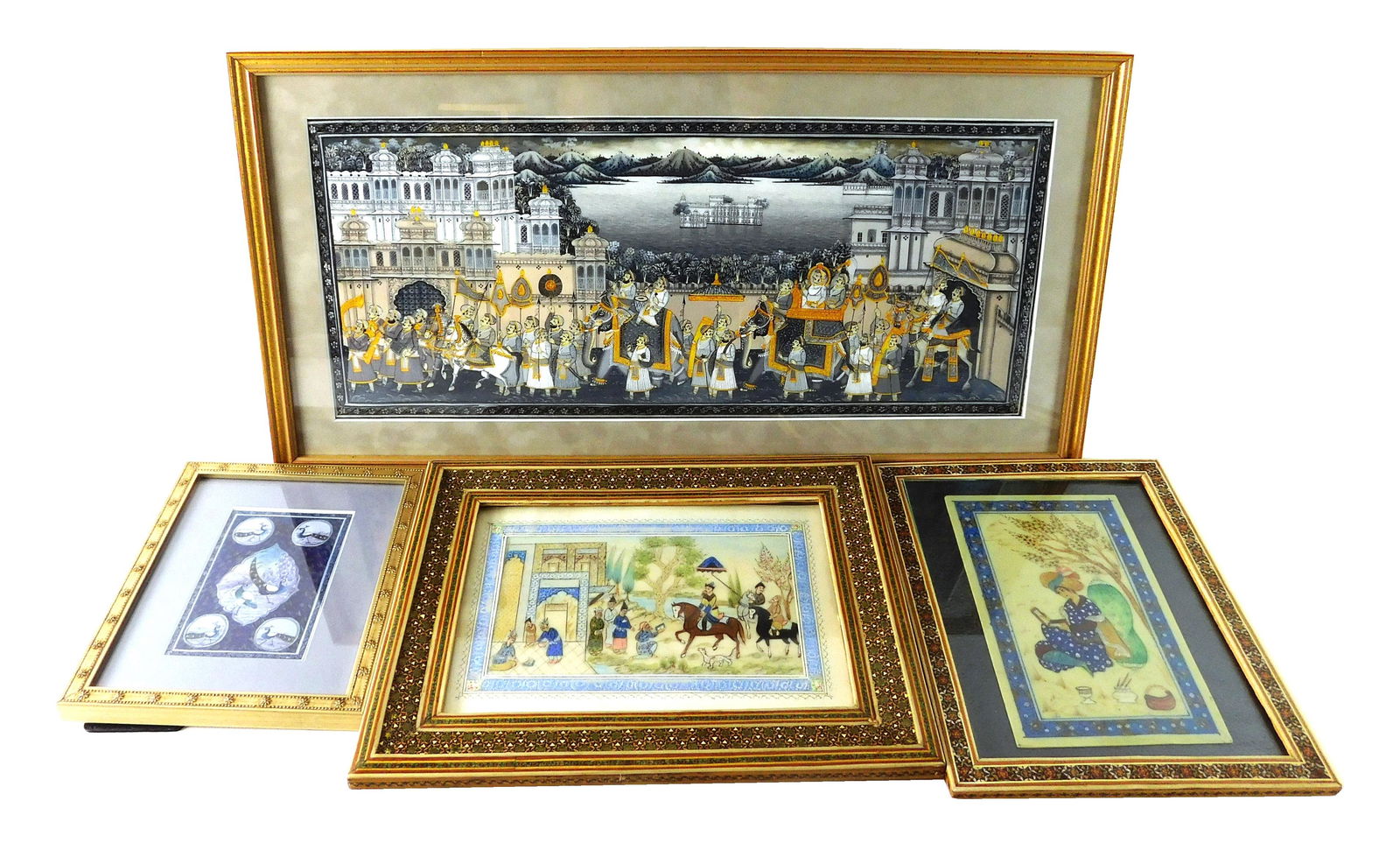 Four framed Eastern paintings, various mediums, Persian (1 of 5)