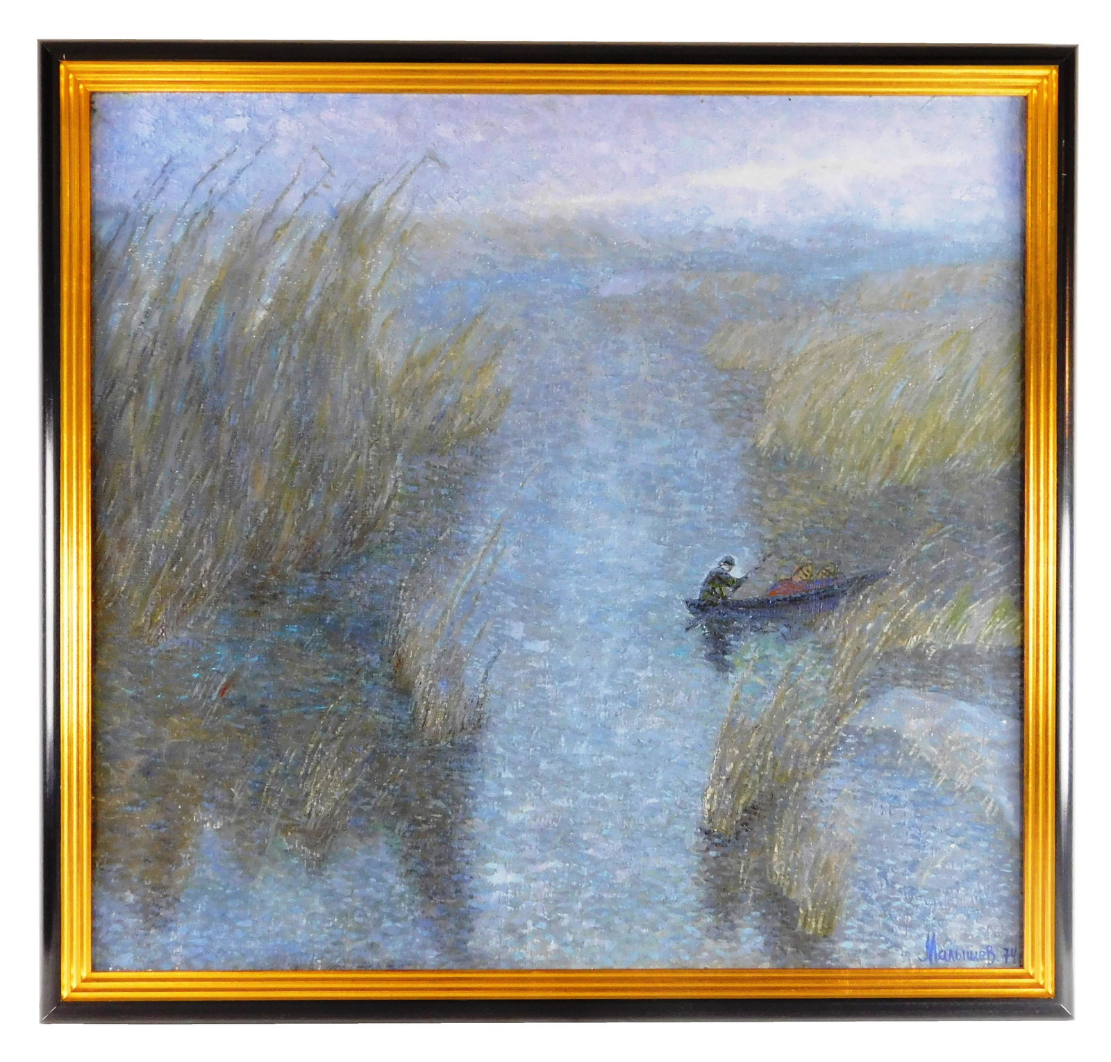 Modern impressionist oil on canvas, indistinctly signed (1 of 5)