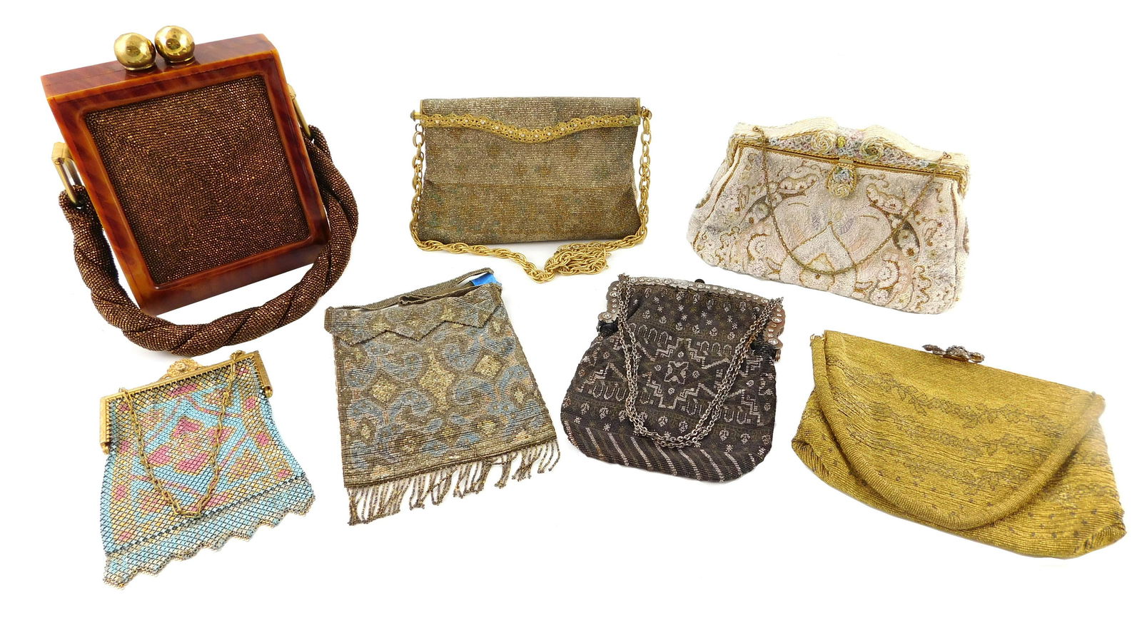 Six vintage beaded or metal mesh purses, details (1 of 1)