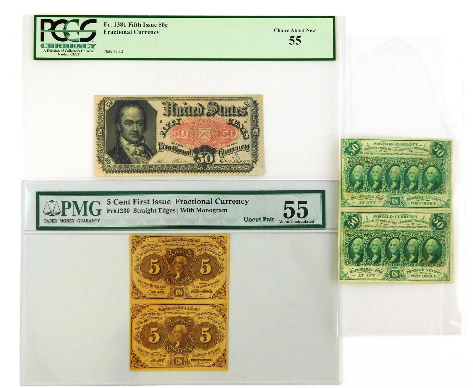 CURRENCY: Lot of three fractional currency notes. (1 of 5)