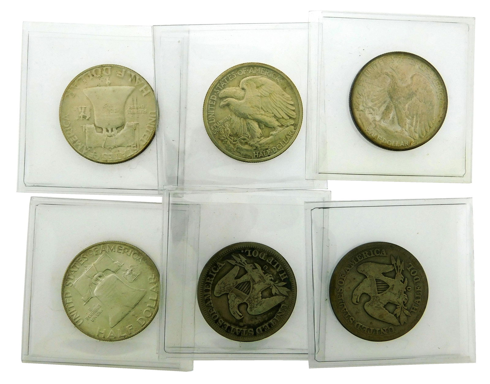 COINS: Lot of 6 half Dollars. Includes 1854 and 1855 (1 of 1)