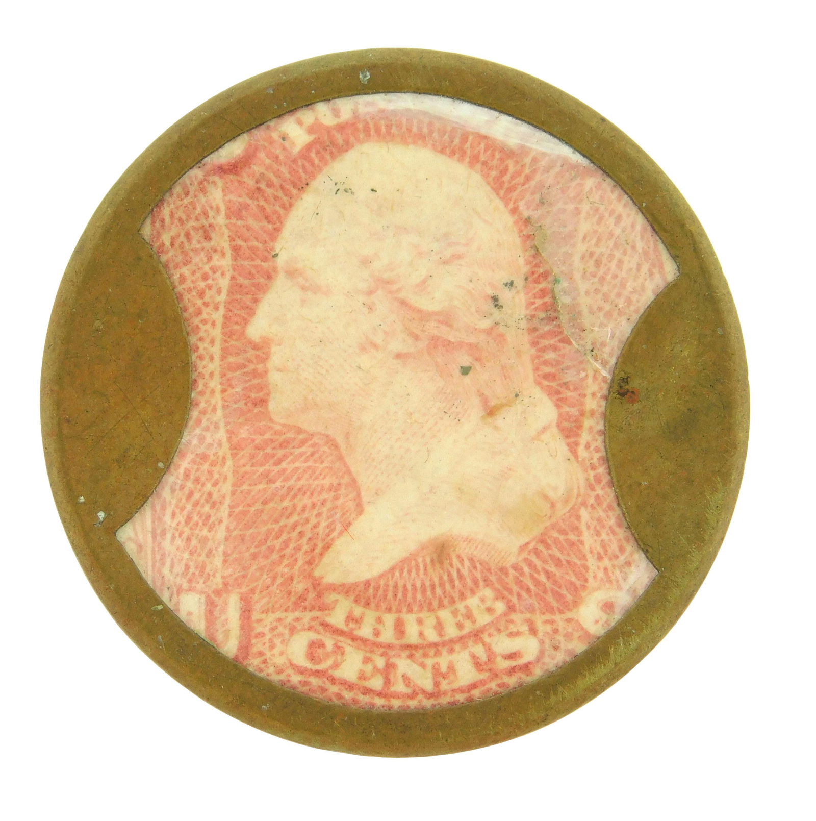 COIN: 1862 Three Cent Encased Postage. Ayers Pills. (1 of 2)