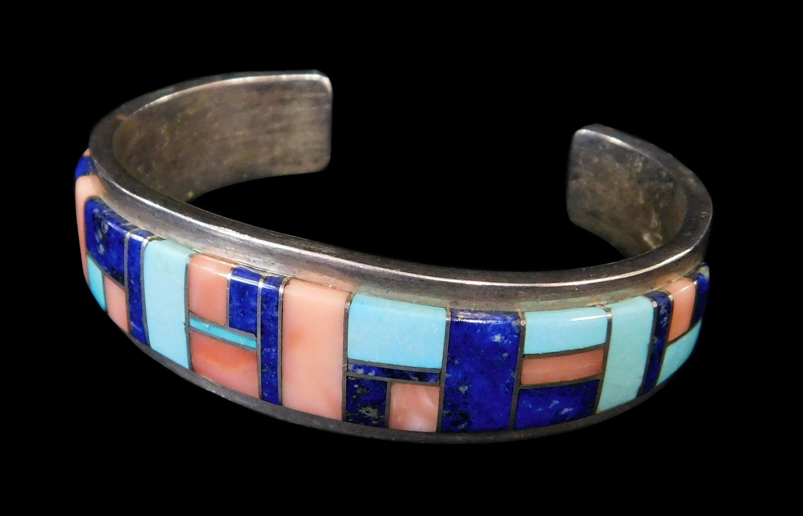 Native American sterling cuff bracelet with raised (1 of 2)