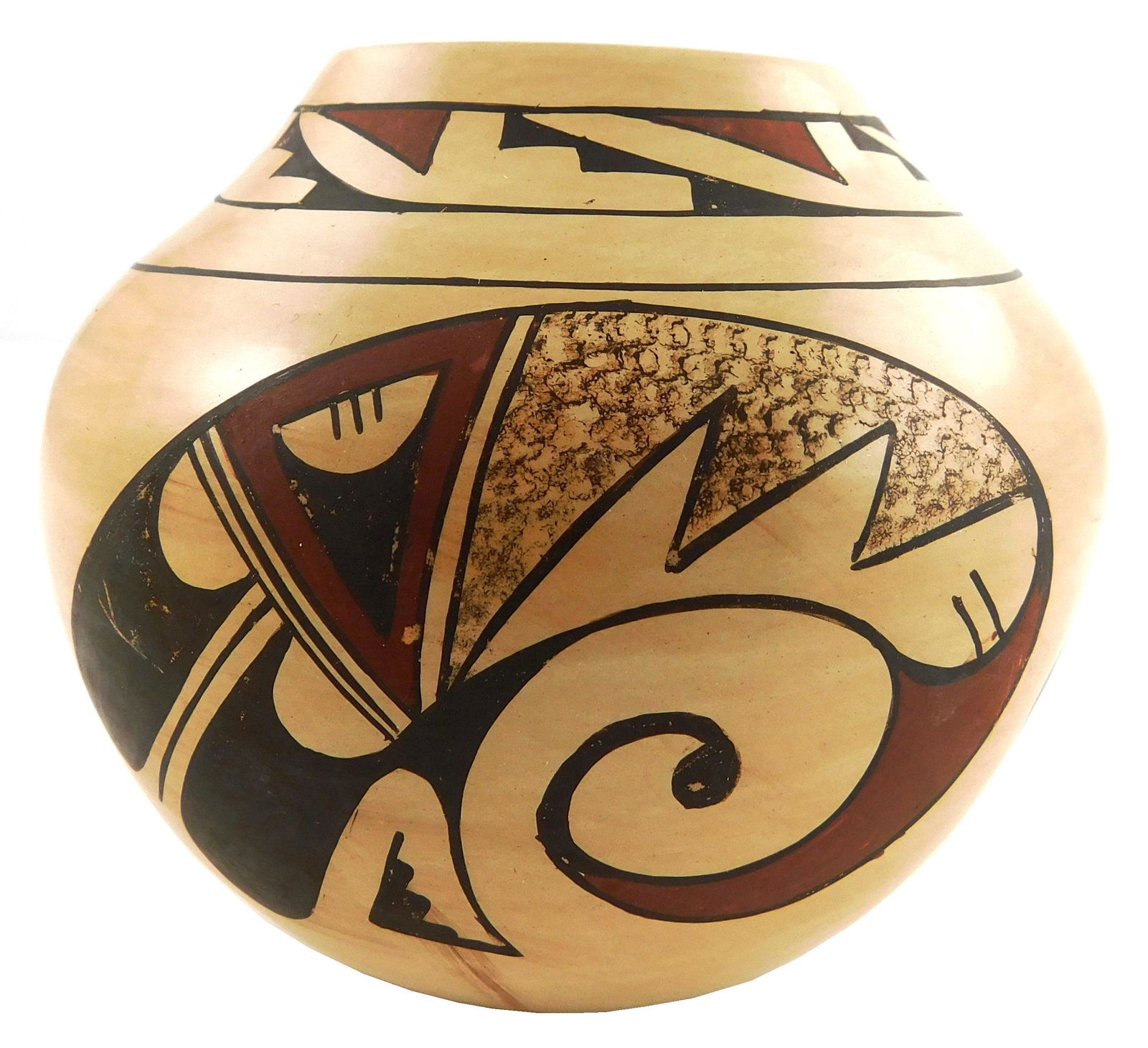 Fawn Garcia Navasie (Hopi, b. 1959) pottery jar, cream, (1 of 3)