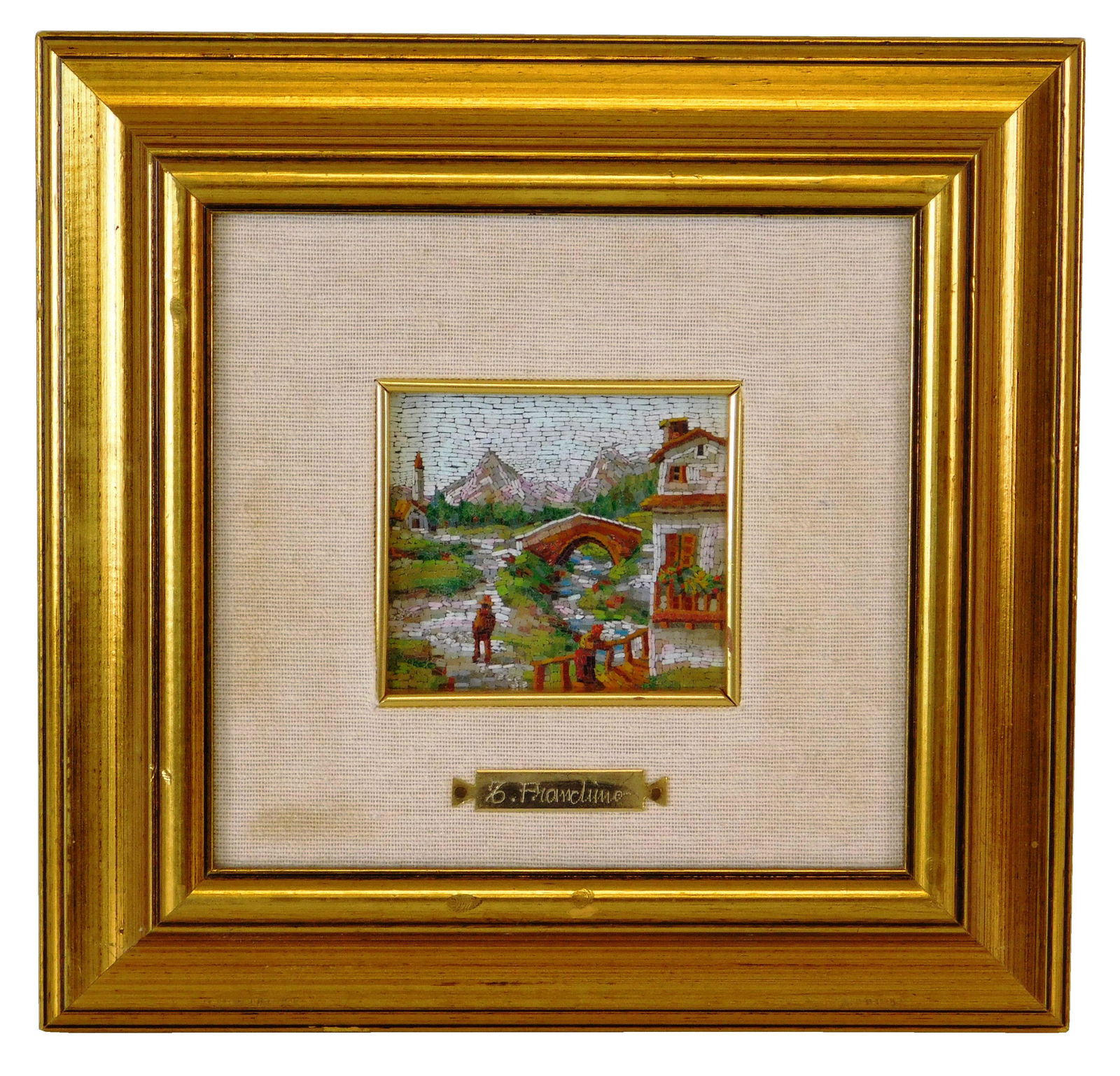 T. Franchino, framed micro mosaic, continental village (1 of 3)