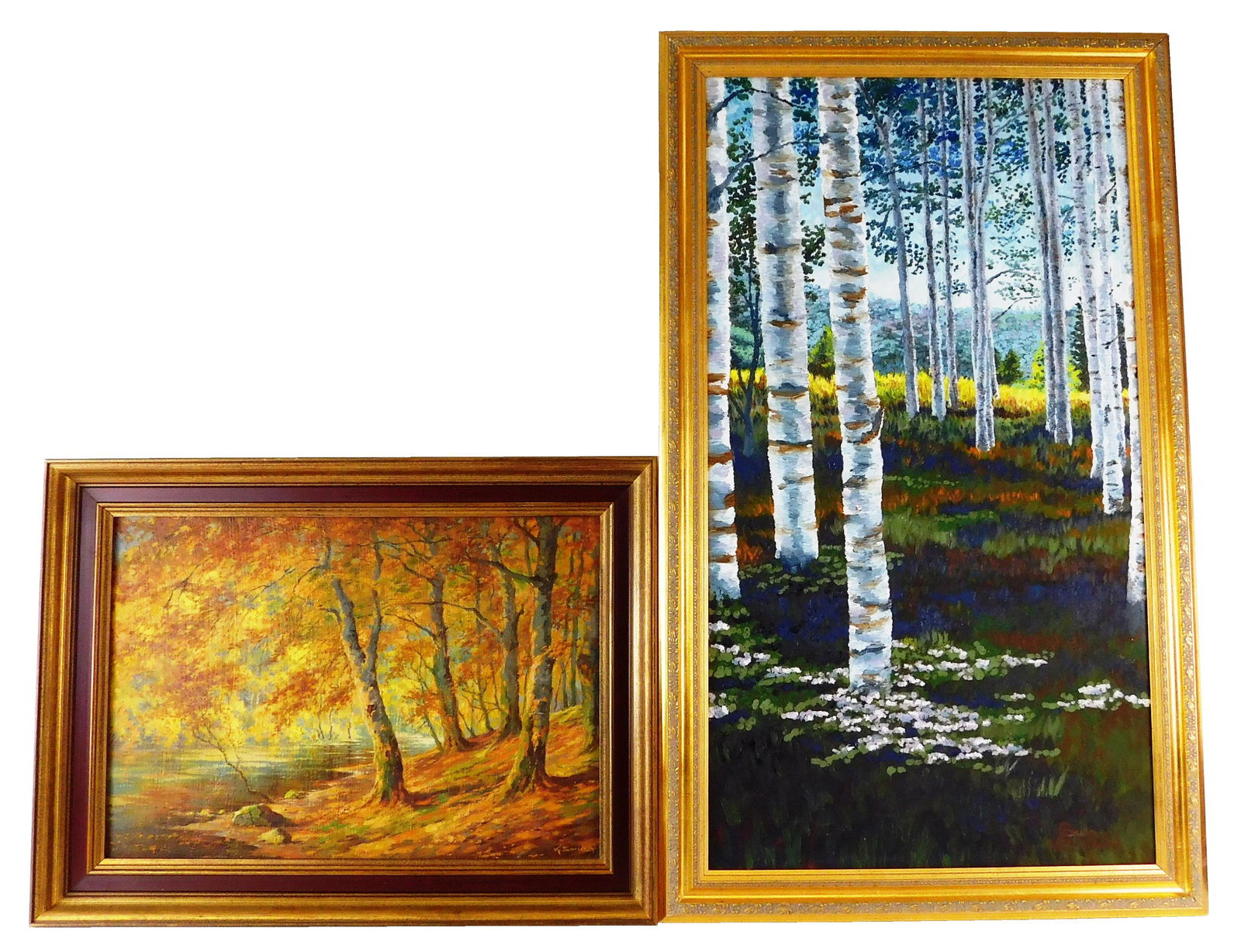 Two 20th C. forest landscape paintings: largest by (1 of 5)