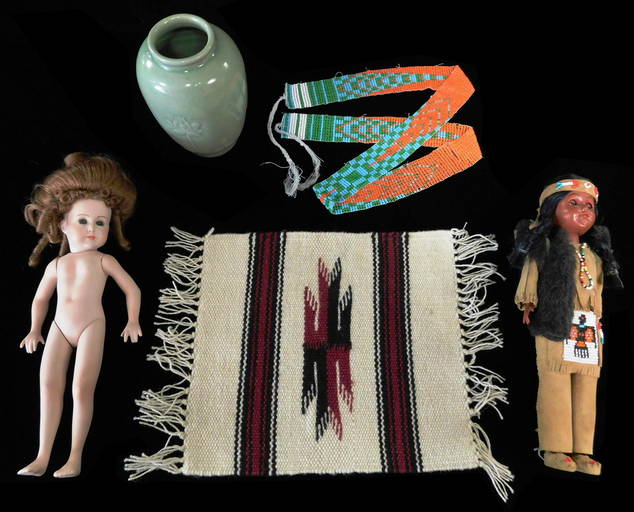 Four Native American souvenirs, a celadon vase and one Jan 18, 2021
