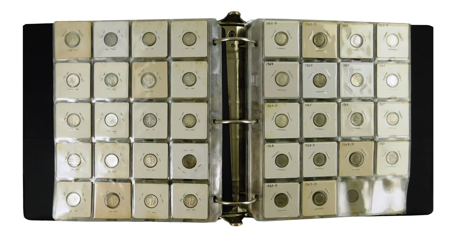 COINS: Binder lot with 19 pages of dimes, includes 58 (1 of 4)