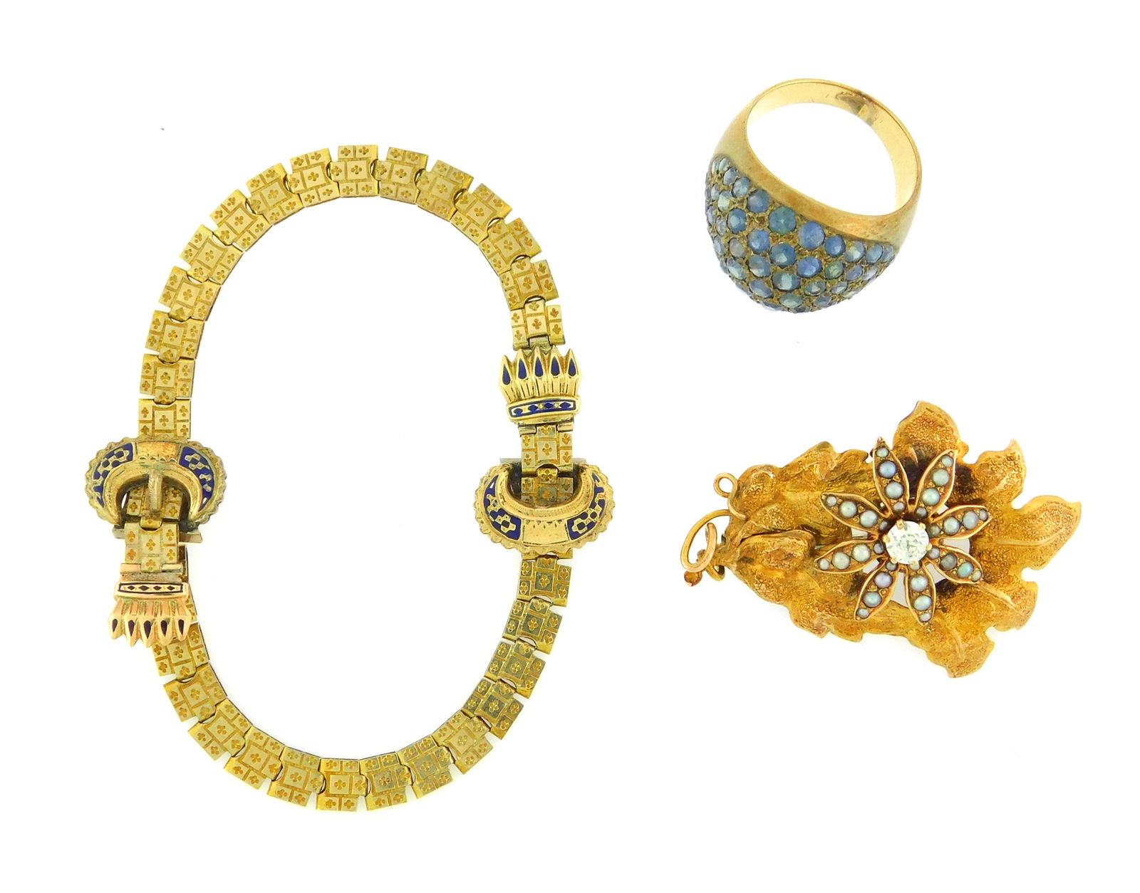 JEWELRY: Three vintage yellow gold items: 10K & 14K, (1 of 5)