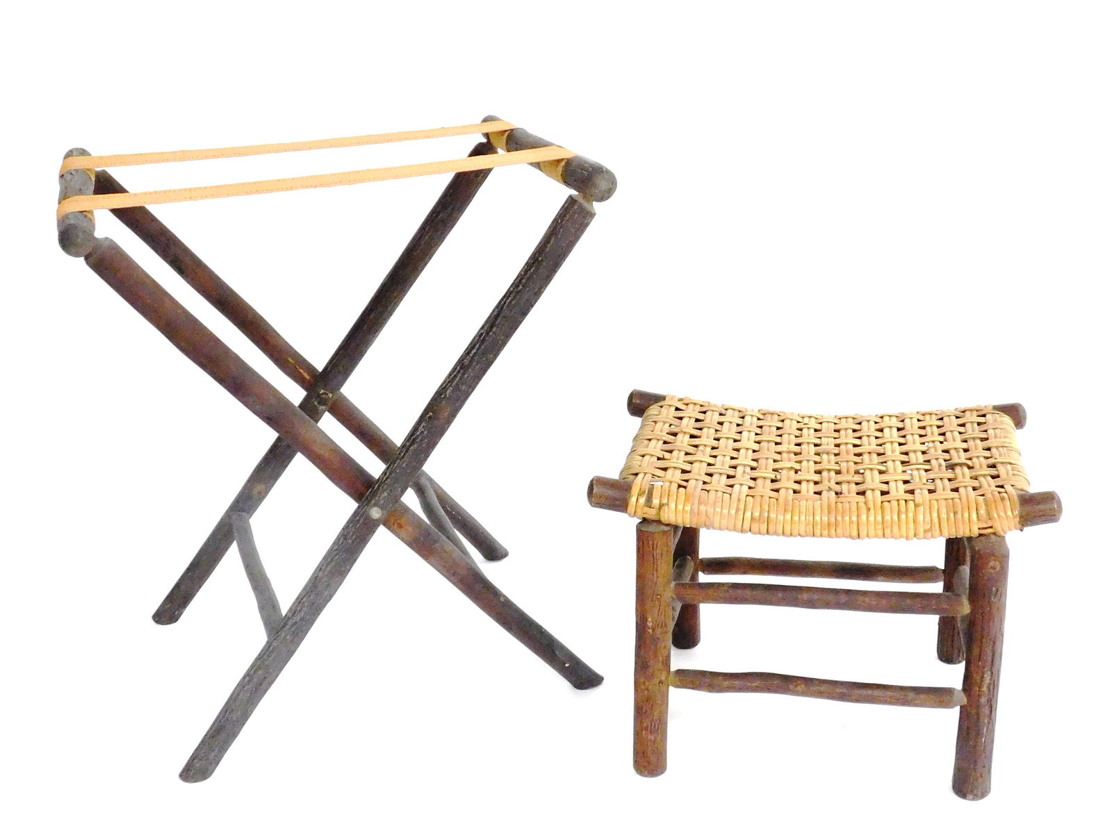 Old Hickory, Adirondack stool and folding tray stand, (1 of 4)