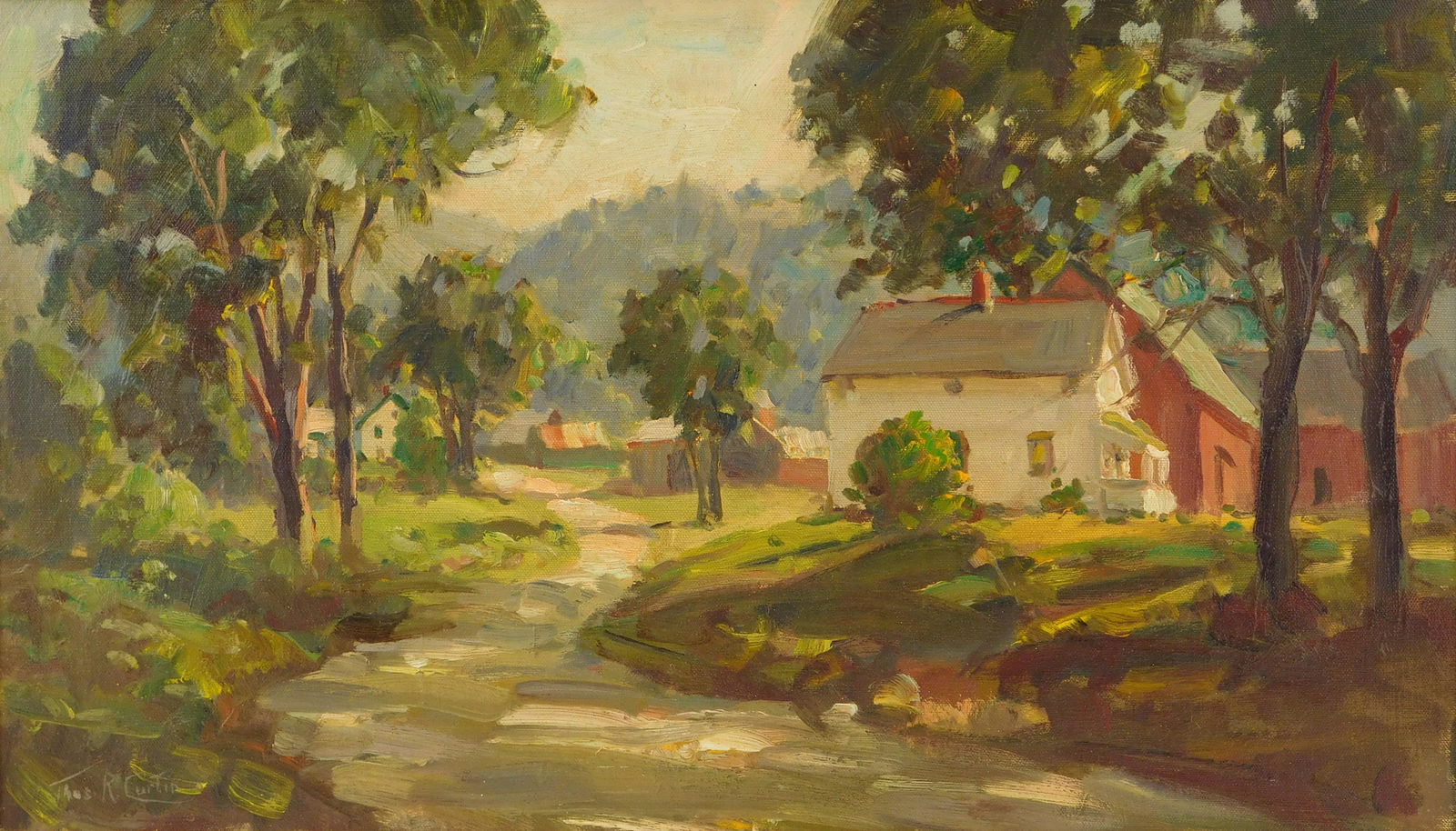 Thomas R. Curtin, oil on canvas, pastoral landscape (1 of 4)
