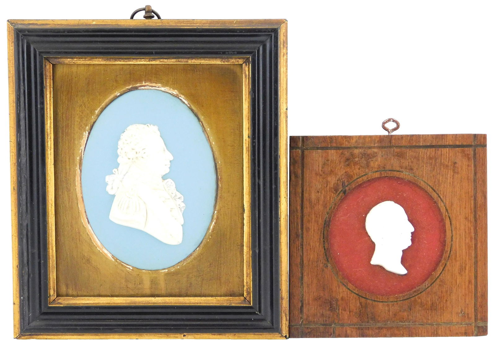 Wedgewood, etc., two 19th C. ceramic profiles in frame, (1 of 5)