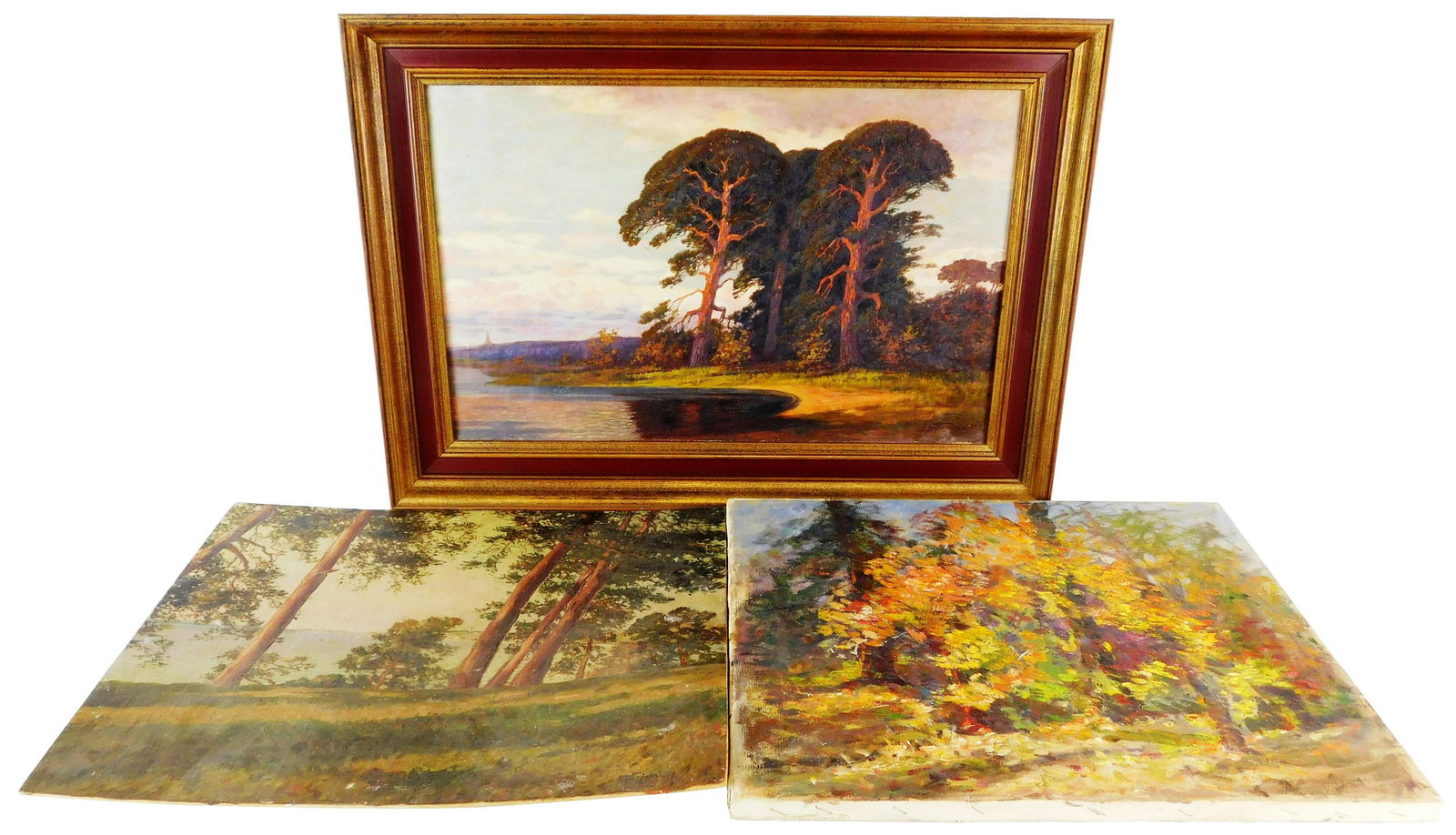 Three 20th C. landscape paintings, including: (1 of 7)