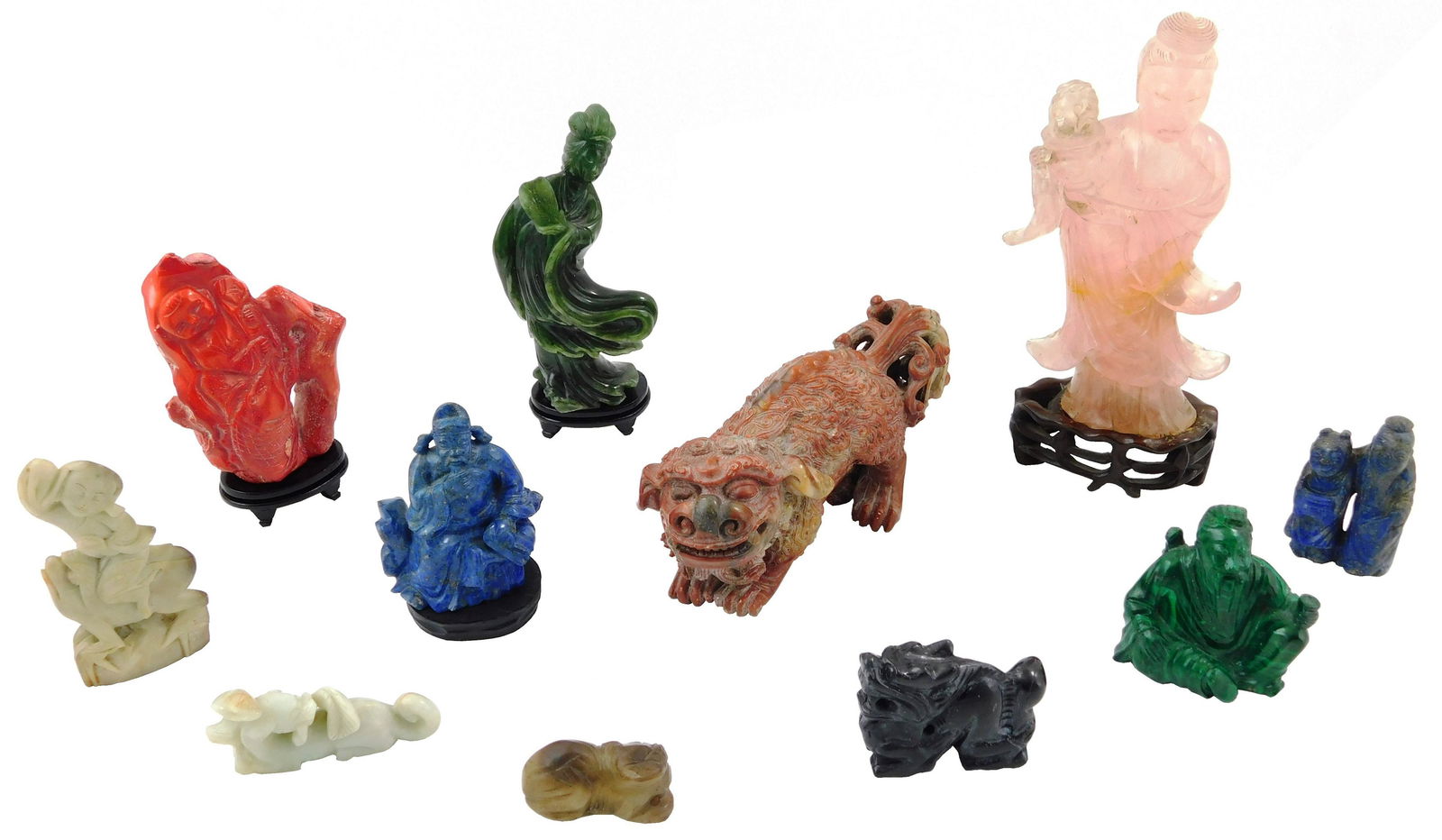 ASIAN: Carved hardstone animals and figures, Chinese, (1 of 7)