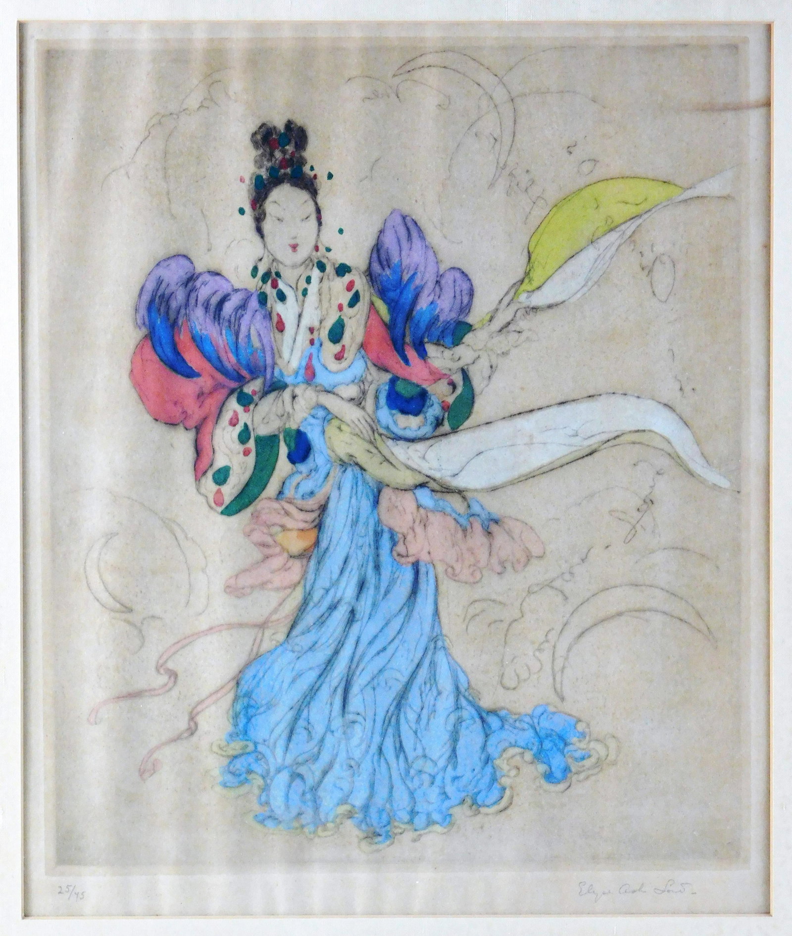 Elyse Ashe Lord (England, 1900-1971), colored etching, (1 of 4)