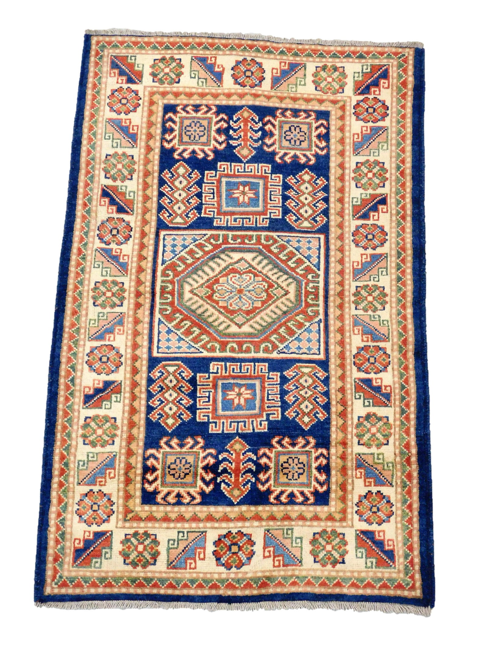 RUG: Uzbek Shirvan, 3' x 5', navy blue field ensconced (1 of 4)