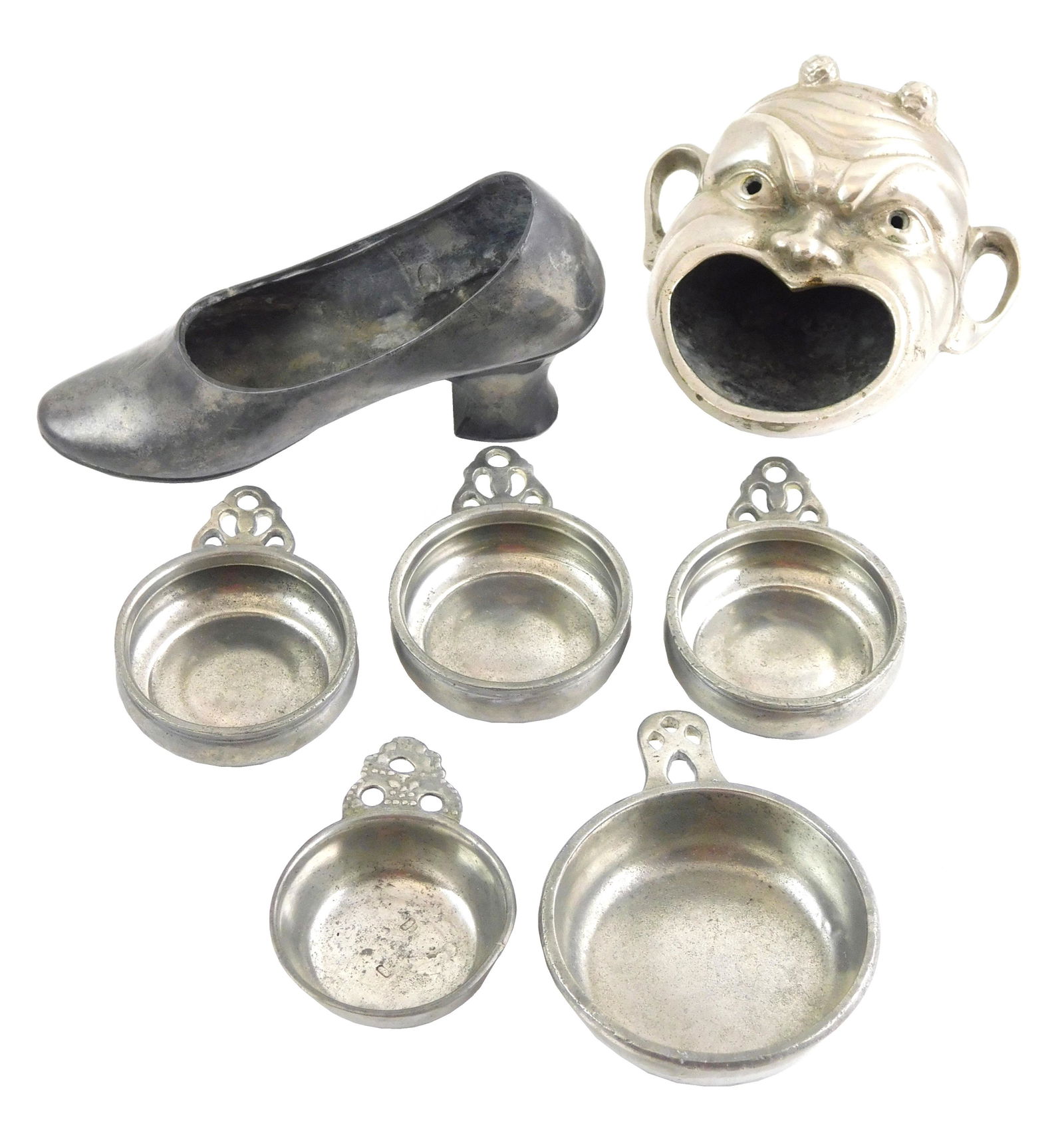 Seven 20th C. metalwear pieces, including: five mini (1 of 2)