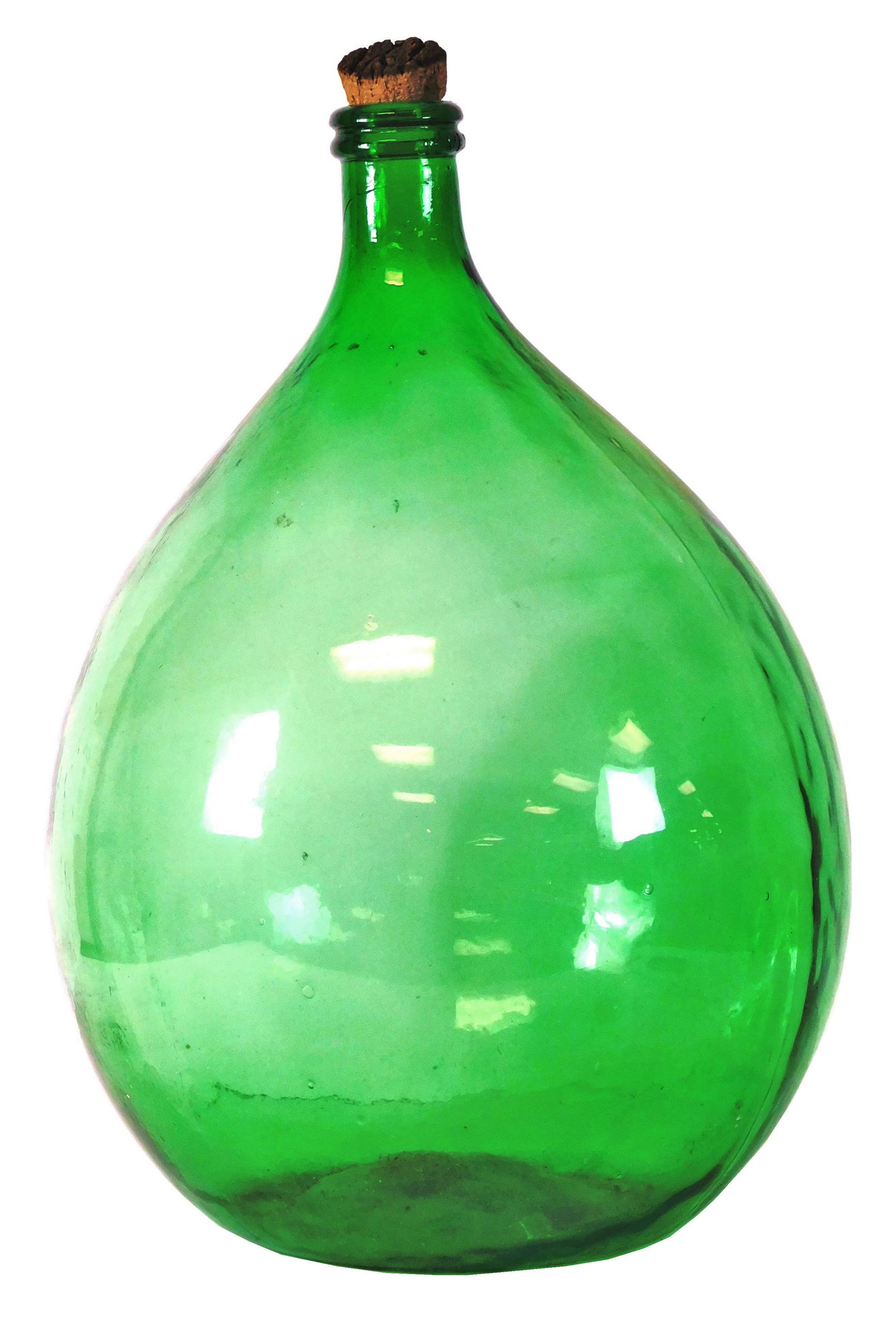 GLASS: Demijohn bottle, molded green glass with varied (1 of 2)