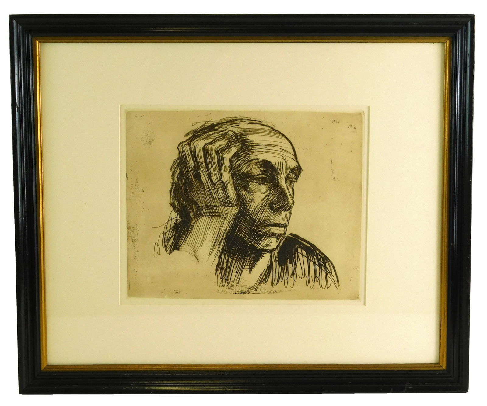 Kathe Kollwitz (Germany) Self-Portrait. Etching, 1921. (1 of 4)