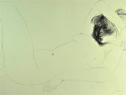 Emilio Greco (Italy) 1913-1995. Ellisse Sleeping.: Emilio Greco (Italy) 1913-1995. Ellisse Sleeping. Etching, 1965. Ed: 90. Signed with pencil, l.r. Inscribed with pencil, " Roma 7/90', l.r. Printed in black ink on sturdy, felt-finished cream wove Fab