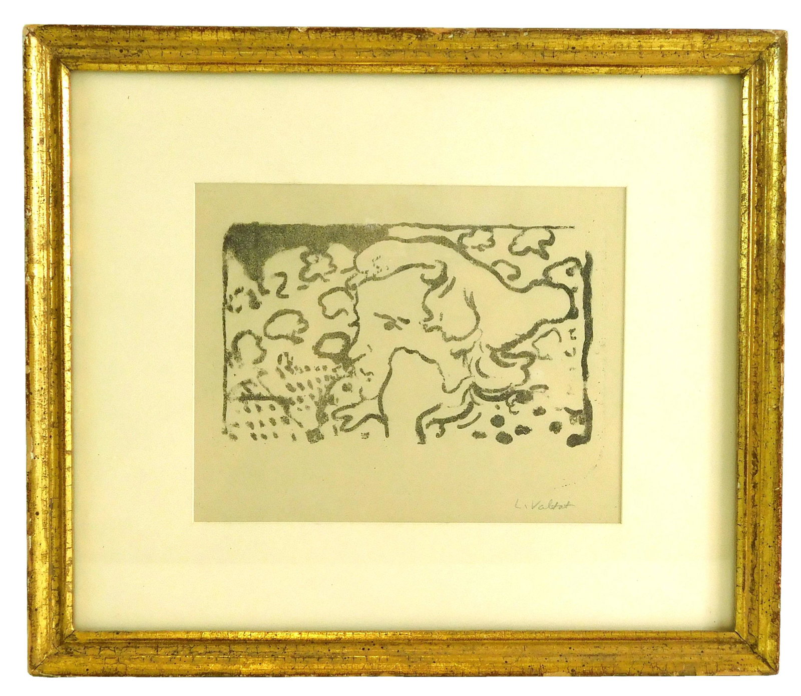 Louis Valtat (France) 1869-1952. Femme pensive.: Louis Valtat (France) 1869-1952. Femme pensive. Lithograph, c. 1903-1905. Ed: Unknown. Very scarce. Signed with pencil, l.r. Printed by the artist with green ink on cream laid paper with generous marg
