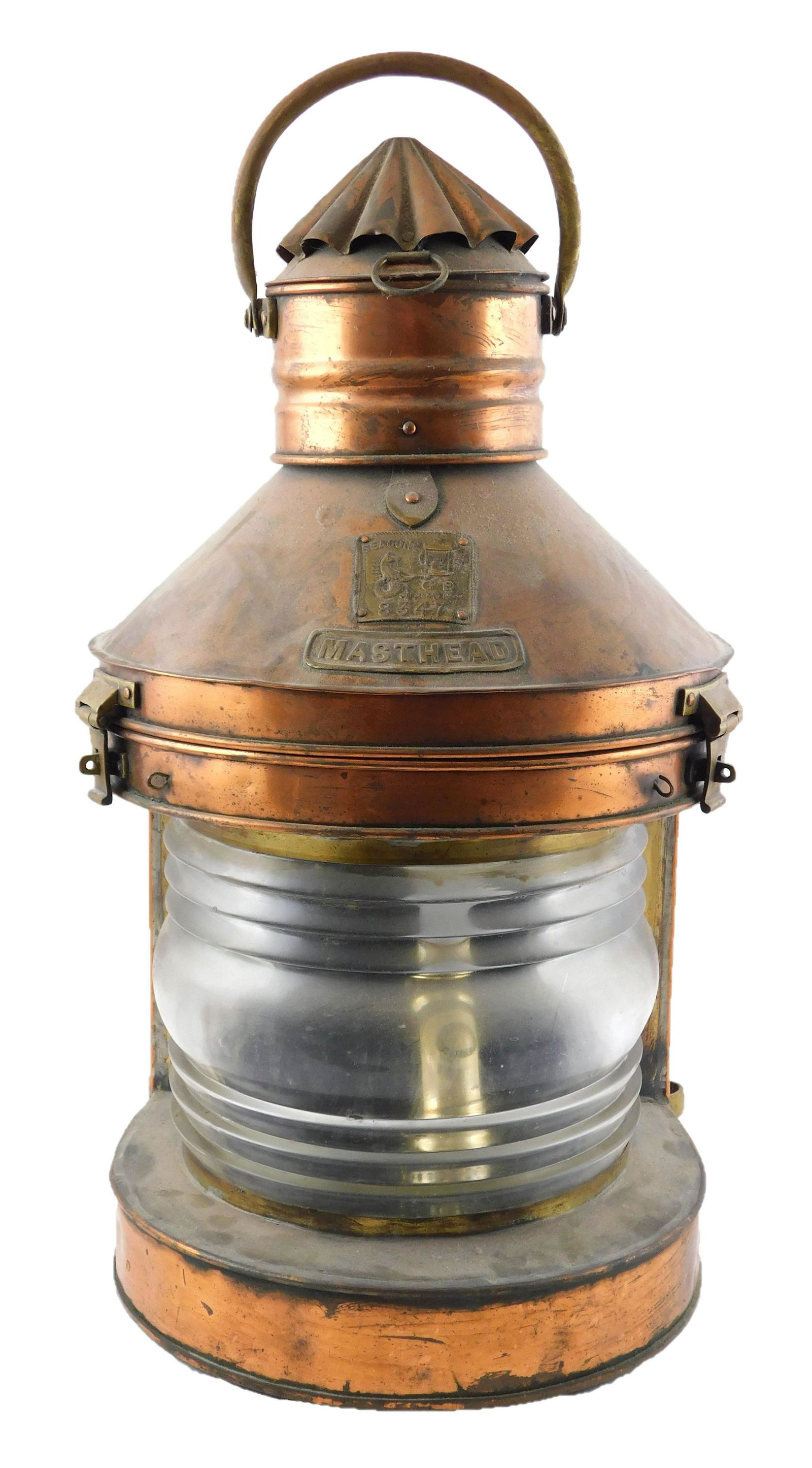 Nautical copper lantern, late 19th/ early 20th C., (1 of 4)