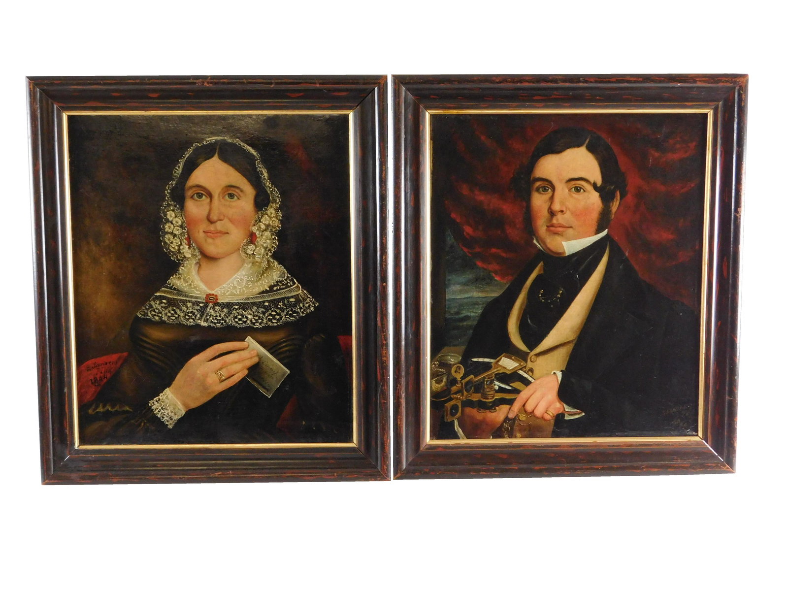 Portraits of Sea Captain and Wife, c. 1845, oil on (1 of 8)