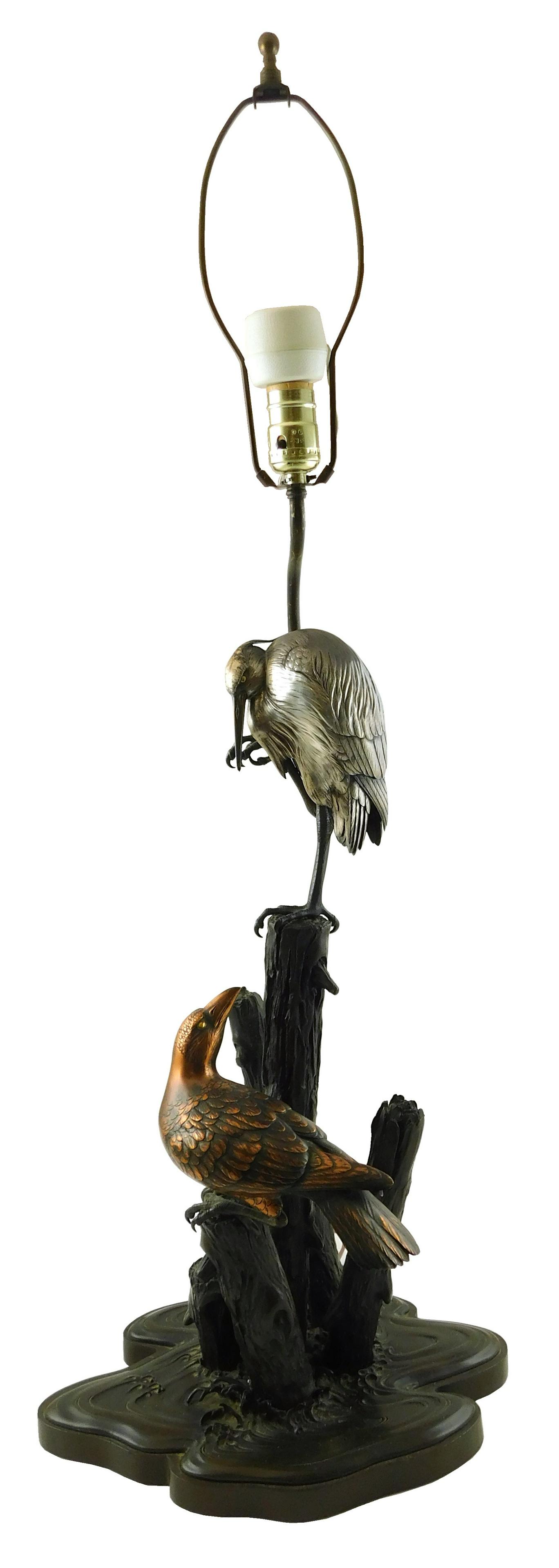 Table lamp featuring waterbird scene to base, full (1 of 2)