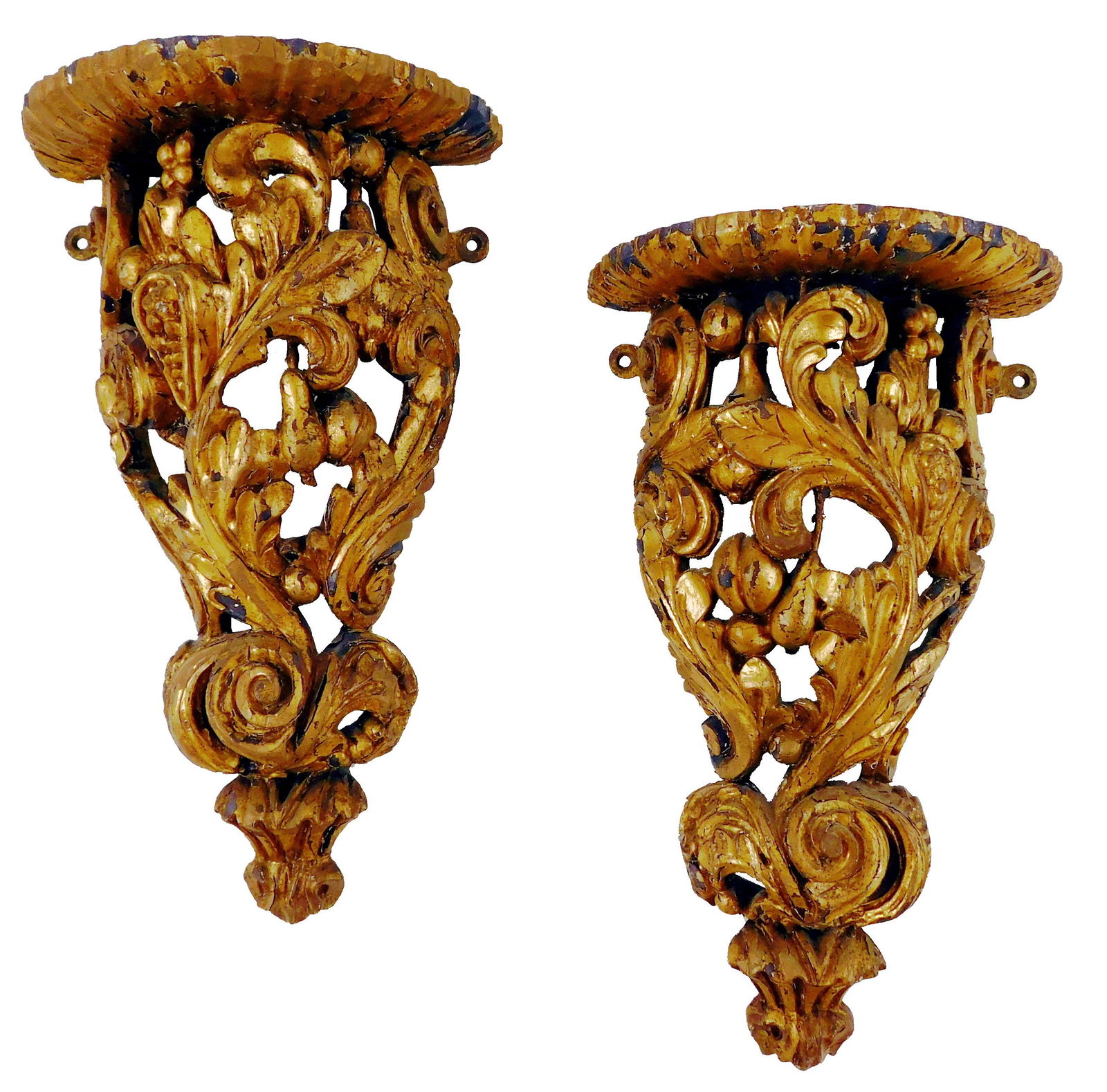 Pair of giltwood wall brackets, Continental, 19th C. or (1 of 2)