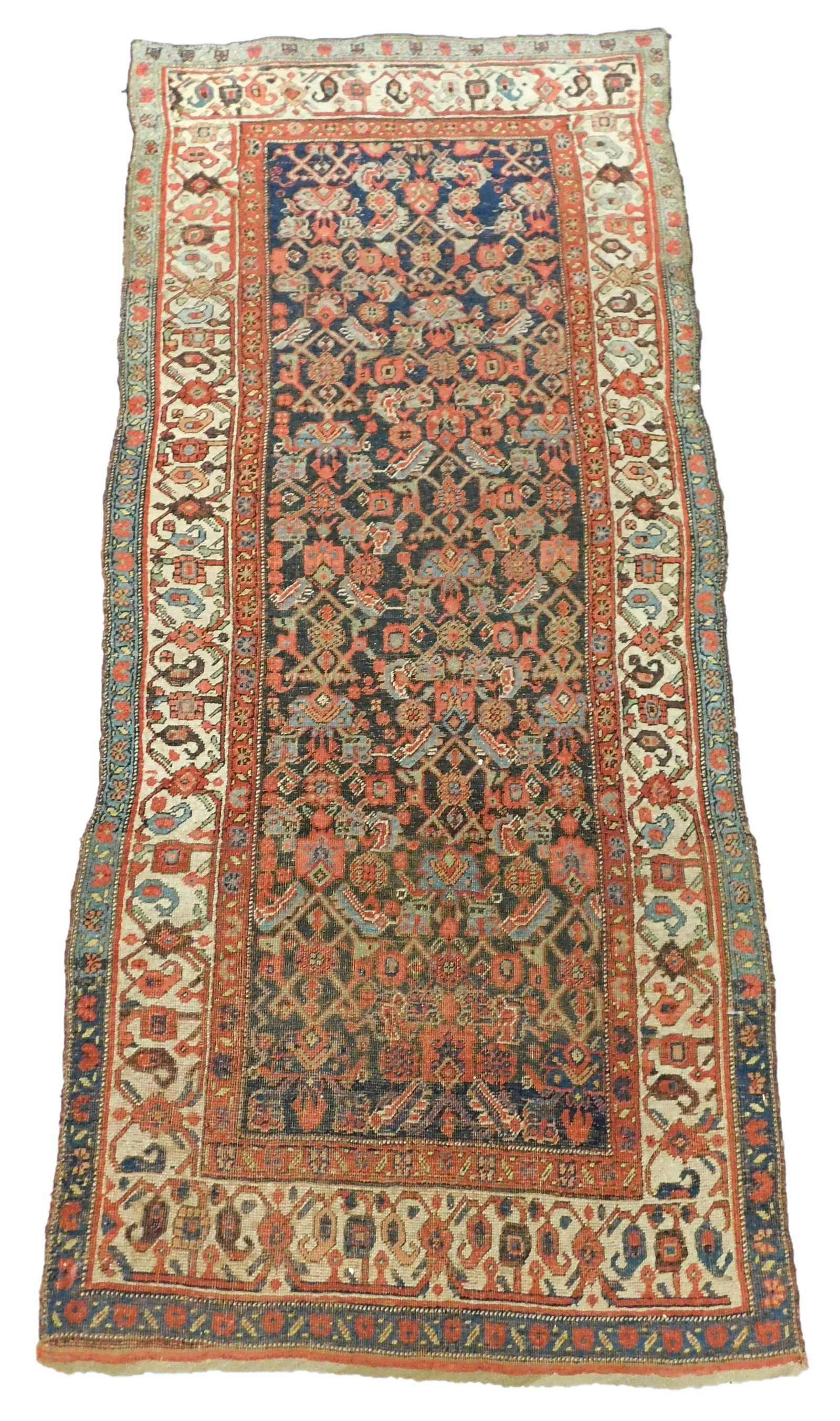 RUG: Antique Persian Kurd Bijar scatter rug, 8' 3" x 3' (1 of 4)